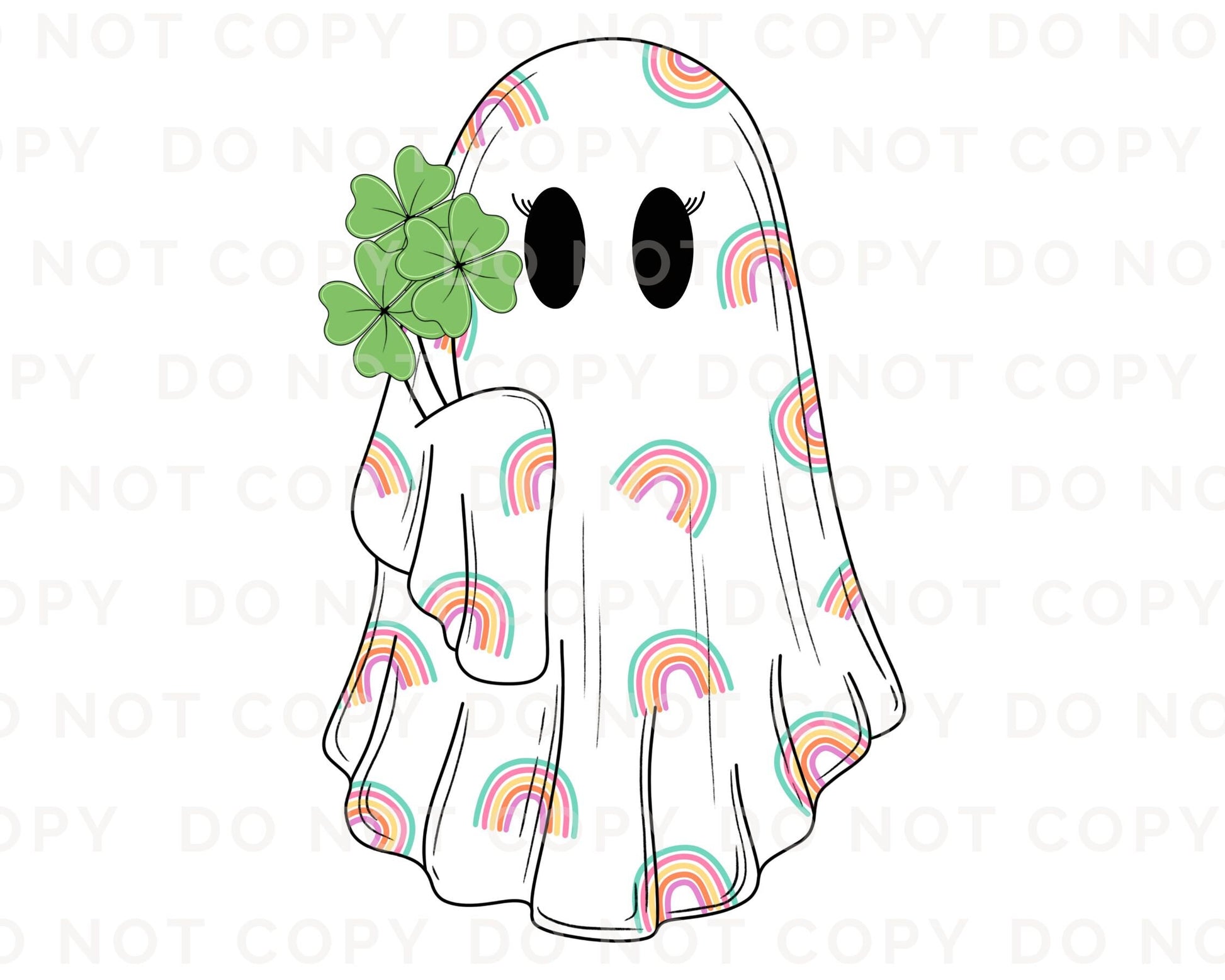 St Patrick’s Day DTF Transfers, Ready to Press, T-shirt Transfers, Heat Transfer, Direct to Film, Shamrock, Clover, Rainbow, Cute Ghost