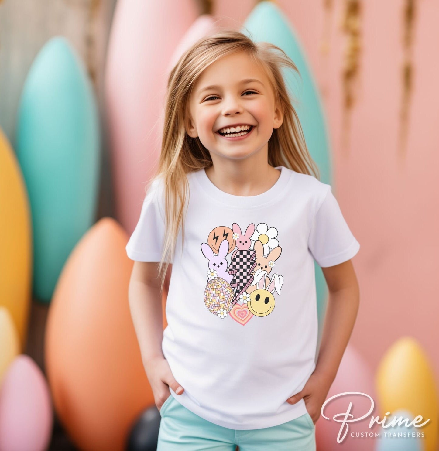 Easter DTF Transfers, Ready to Press, T-shirt Transfers, Heat Transfer, Direct to Film, Spring, Groovy, Bunny Collage, Lightning Bolt, Peeps