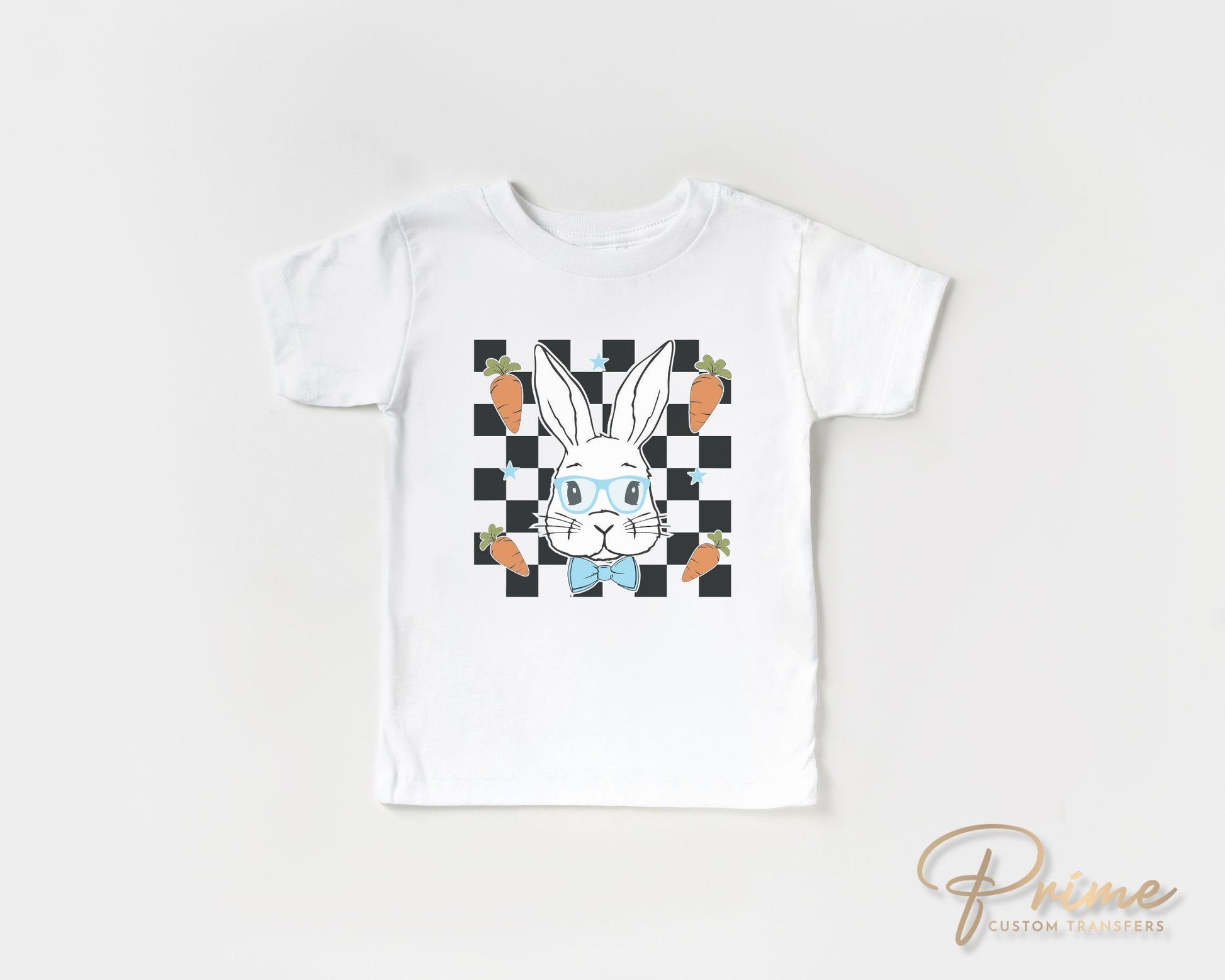 Easter DTF Transfers, Ready to Press, T-shirt Transfers, Heat Transfer, Direct to Film, Spring, Checkered Boy Easter Bunny with Glasses