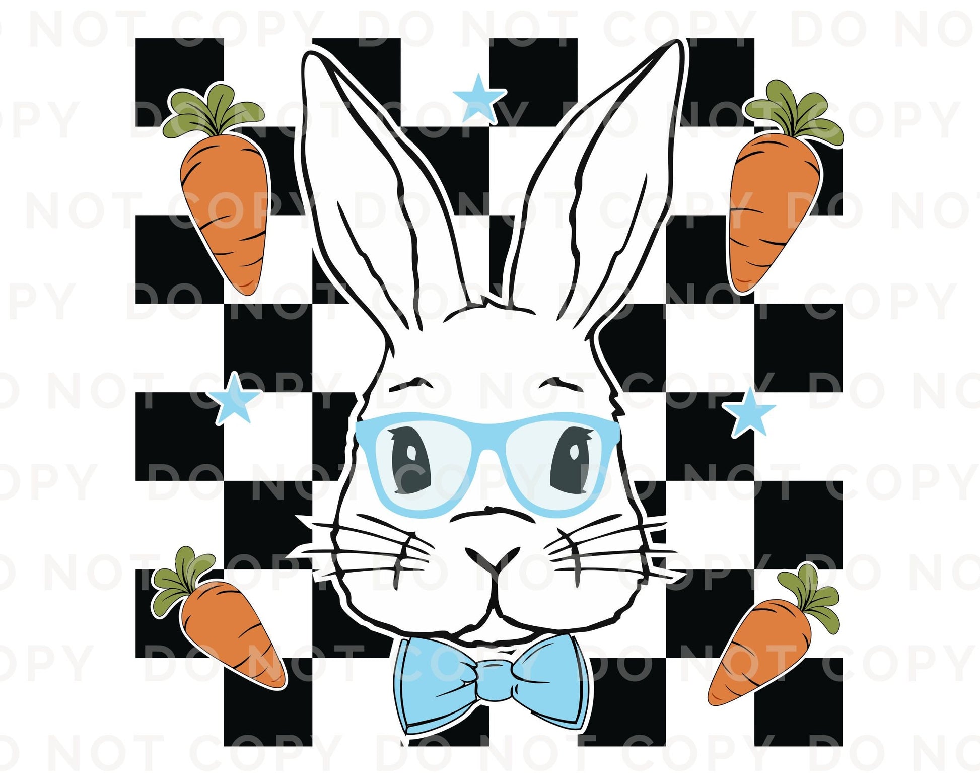 Easter DTF Transfers, Ready to Press, T-shirt Transfers, Heat Transfer, Direct to Film, Spring, Checkered Boy Easter Bunny with Glasses