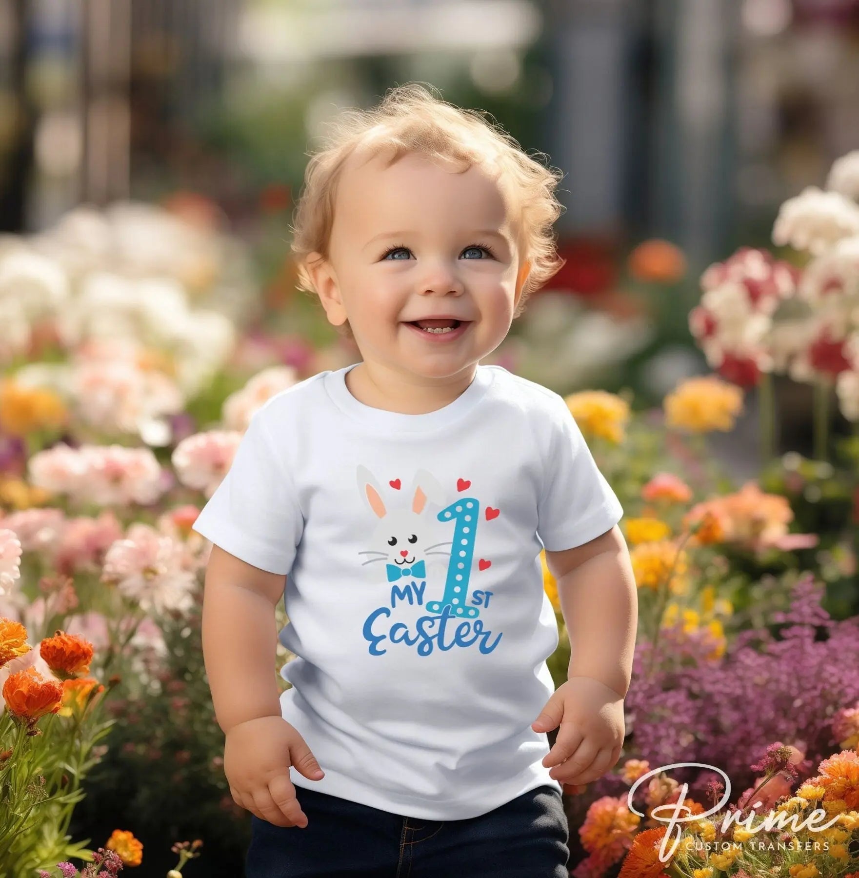 Easter DTF Transfers, Ready to Press, T-shirt Transfers, Heat Transfer, Direct to Film, Spring, Cute Bunny, Baby Boy, My First Easter