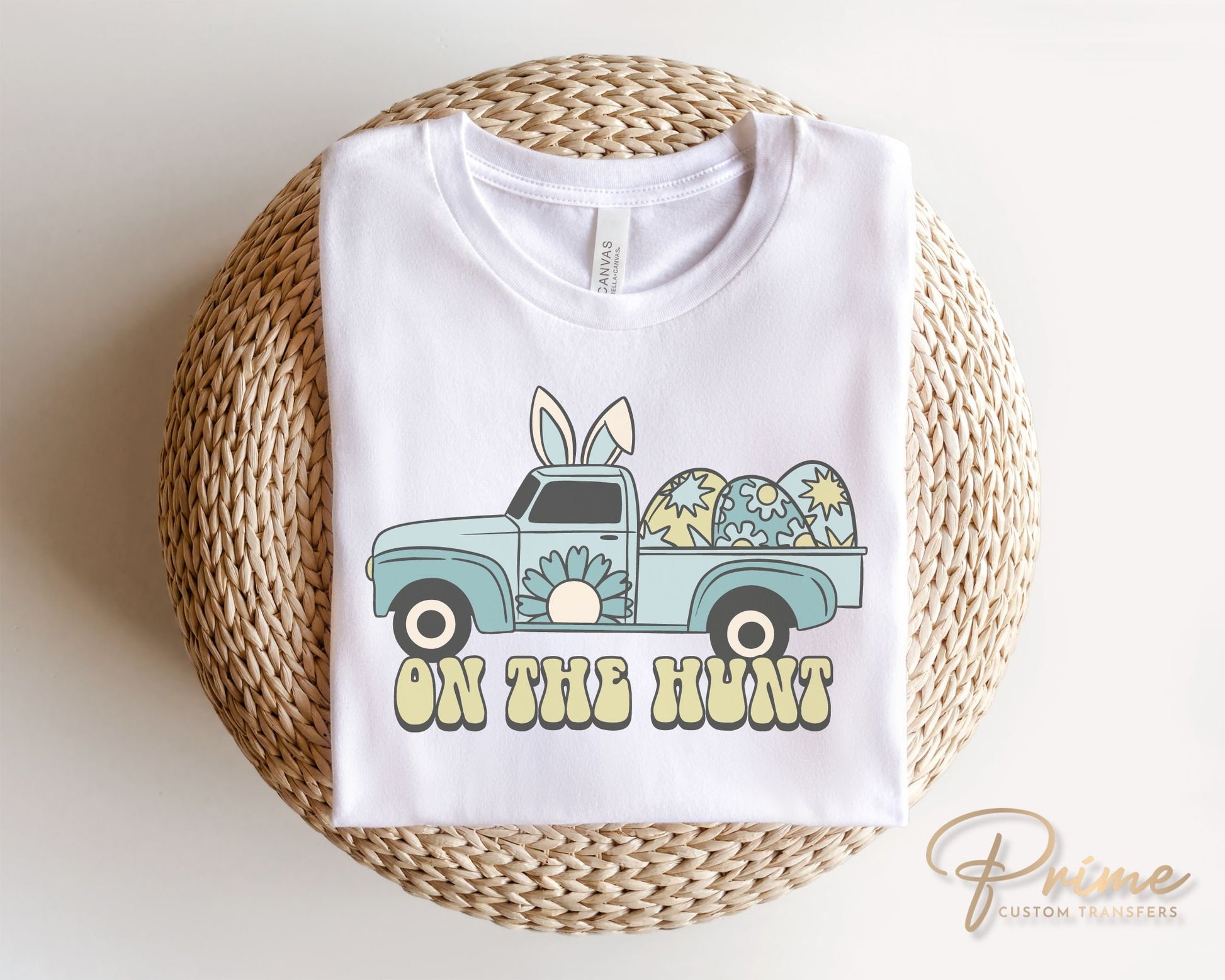 Easter DTF Transfers, Ready to Press, T-shirt Transfers, Heat Transfer, Direct to Film, Spring, Vintage, Boy, Eggs, Retro Truck, On The Hunt