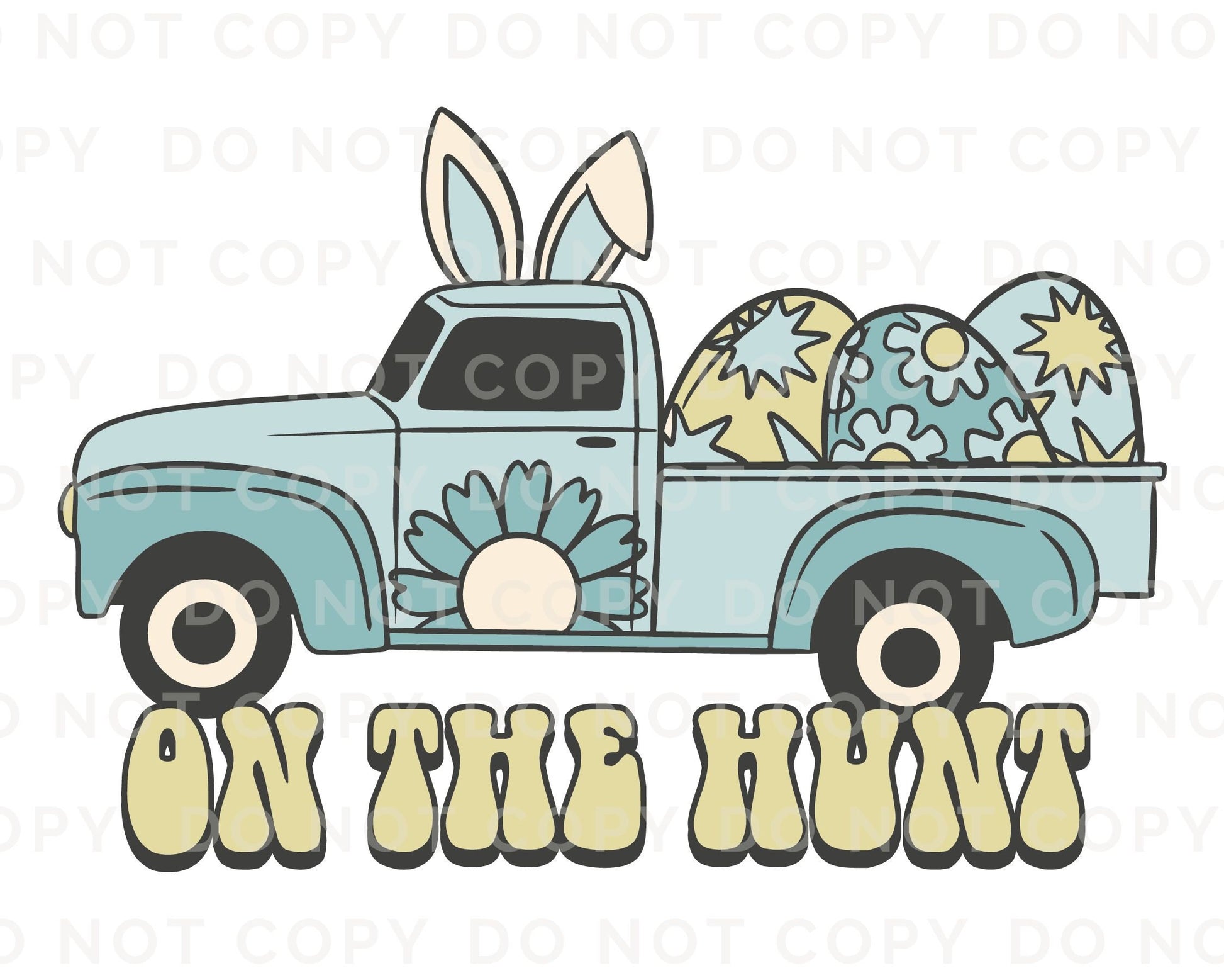 Easter DTF Transfers, Ready to Press, T-shirt Transfers, Heat Transfer, Direct to Film, Spring, Vintage, Boy, Eggs, Retro Truck, On The Hunt