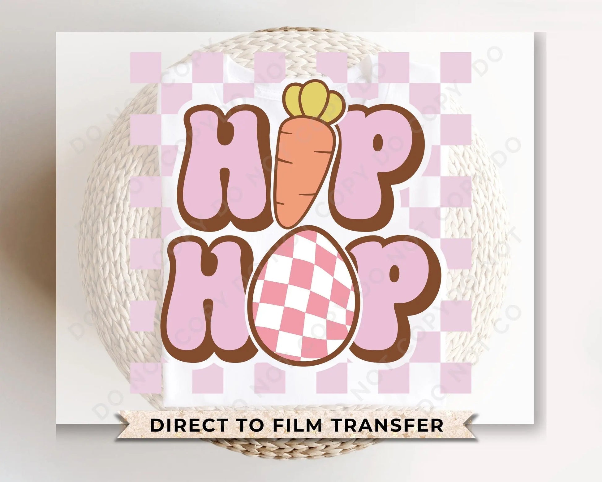 Easter DTF Transfers, Ready to Press, T-shirt Transfers, Heat Transfer, Direct to Film, Spring, Pink Checkered, Girl Easter, Hip Hop