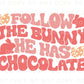 Easter DTF Transfers, Ready to Press, T-shirt Transfers, Heat Transfer, Direct to Film, Spring, Pastel, Follow The Bunny He Has Chocolate