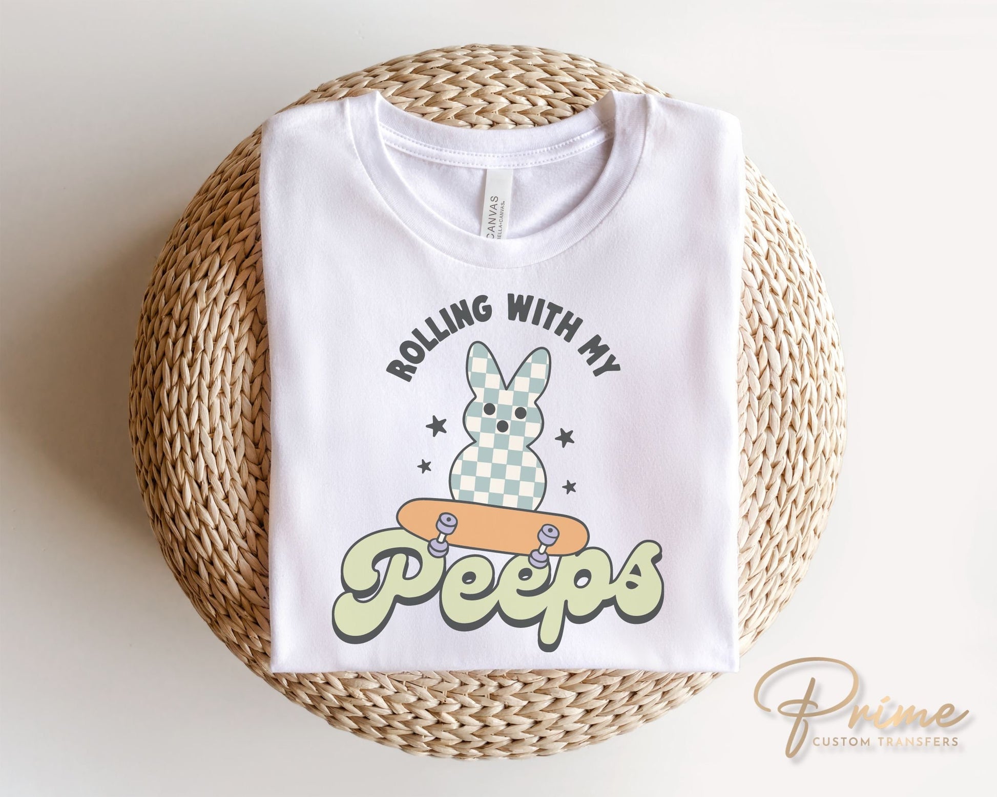 Easter DTF Transfers, Ready to Press, T-shirt Transfers, Heat Transfer, Direct to Film, Cold Peel, Boy, Skateboard, Rolling with My Peeps