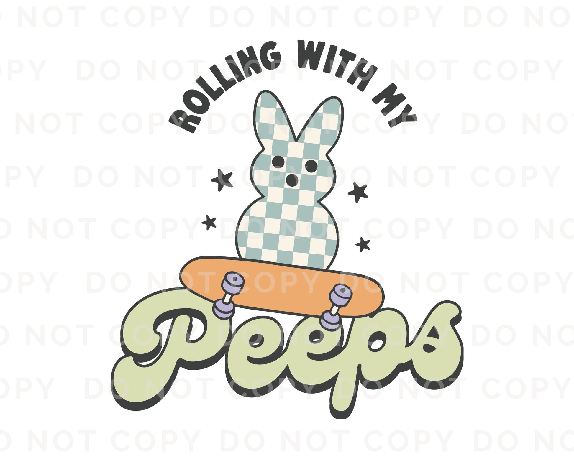 Easter DTF Transfers, Ready to Press, T-shirt Transfers, Heat Transfer, Direct to Film, Cold Peel, Boy, Skateboard, Rolling with My Peeps