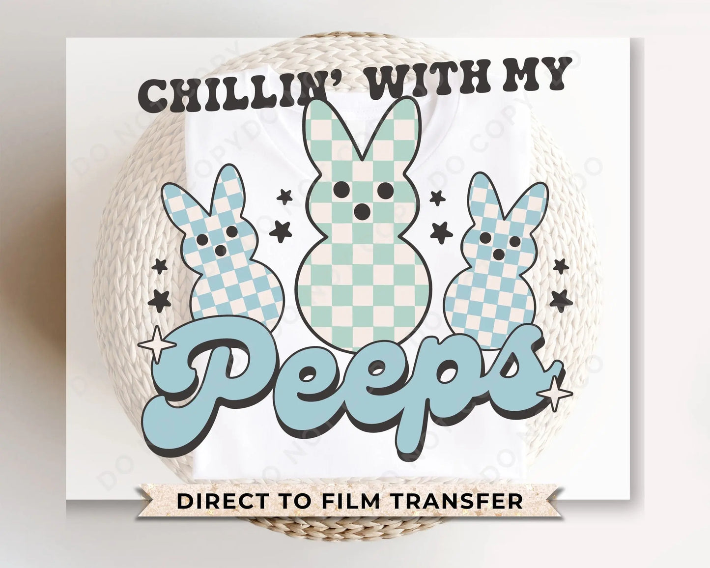 Easter DTF Transfers, Ready to Press, T-shirt Transfers, Heat Transfer, Direct to Film, Cold Peel, Boy, Blue, Retro Chillin' with My Peeps