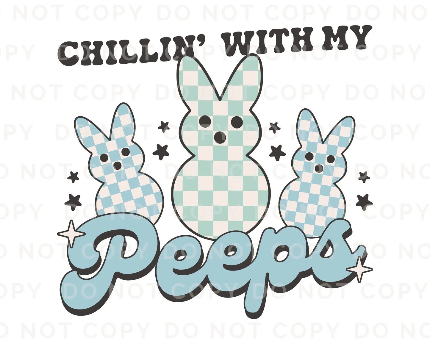 Easter DTF Transfers, Ready to Press, T-shirt Transfers, Heat Transfer, Direct to Film, Cold Peel, Boy, Blue, Retro Chillin' with My Peeps