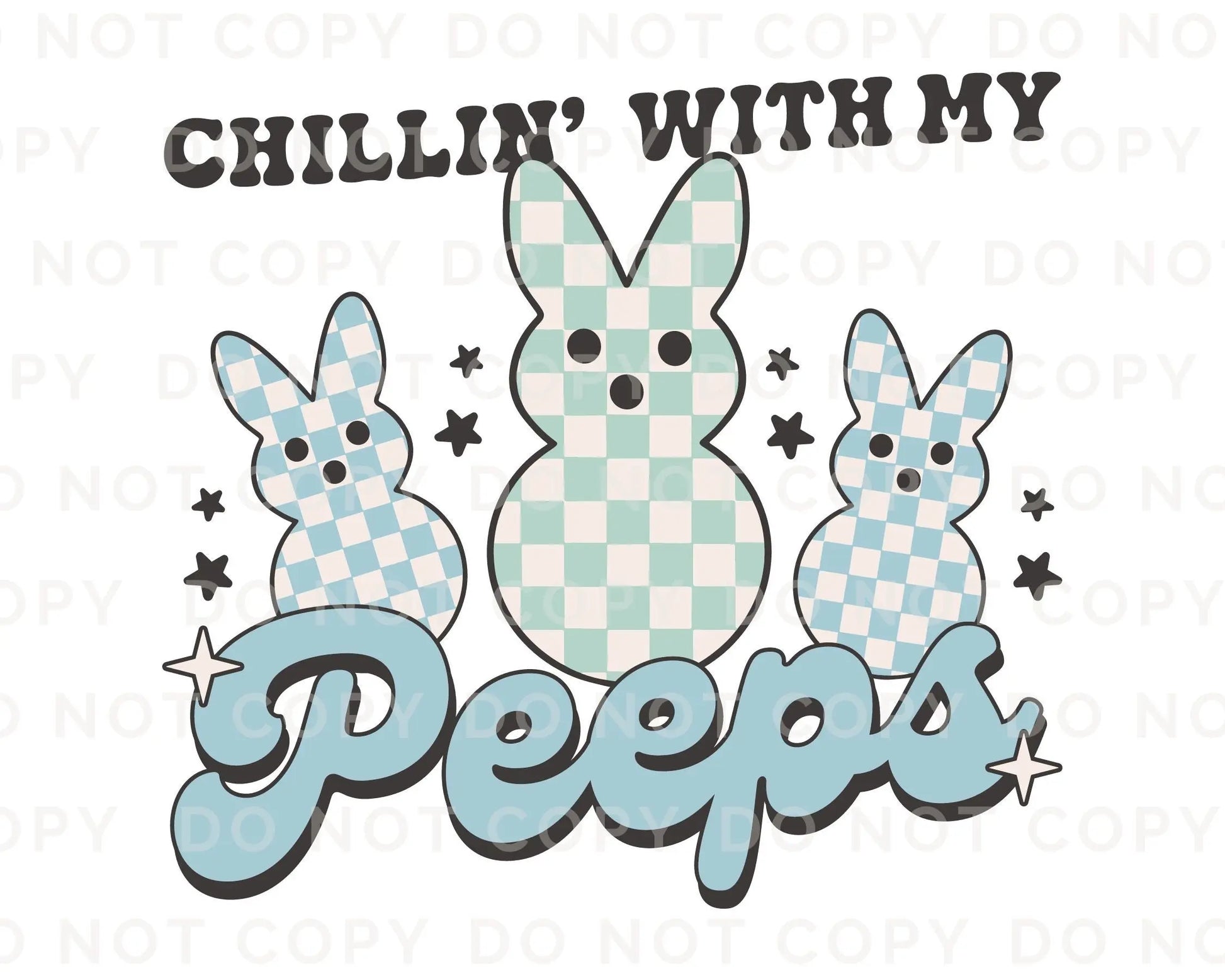 Easter DTF Transfers, Ready to Press, T-shirt Transfers, Heat Transfer, Direct to Film, Cold Peel, Boy, Blue, Retro Chillin' with My Peeps