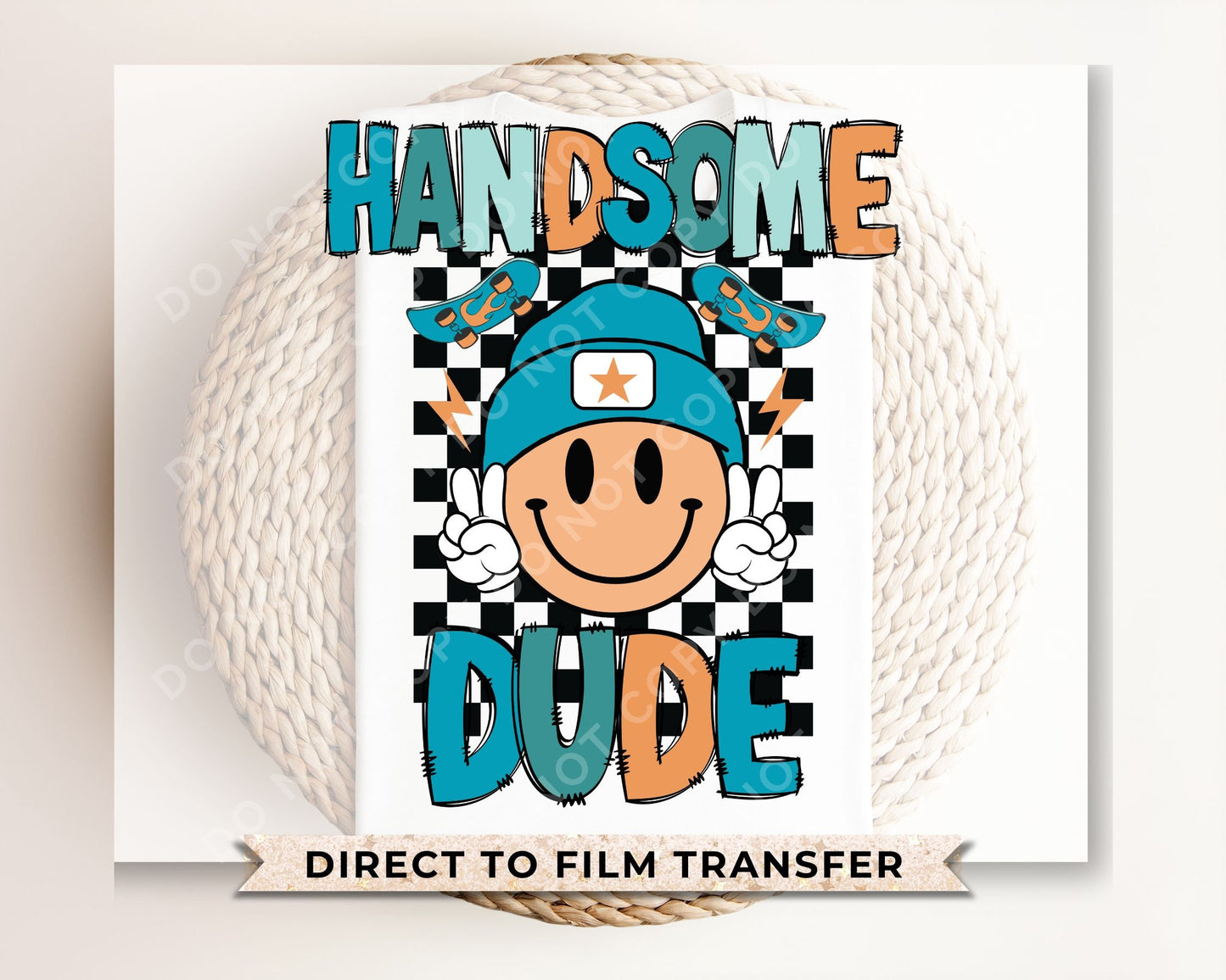 Boy DTF Transfers, Ready to Press, T-shirt Transfers, Heat Transfer, Direct to Film, Retro, Little Kids, Skateboard, Checkered, Toddler