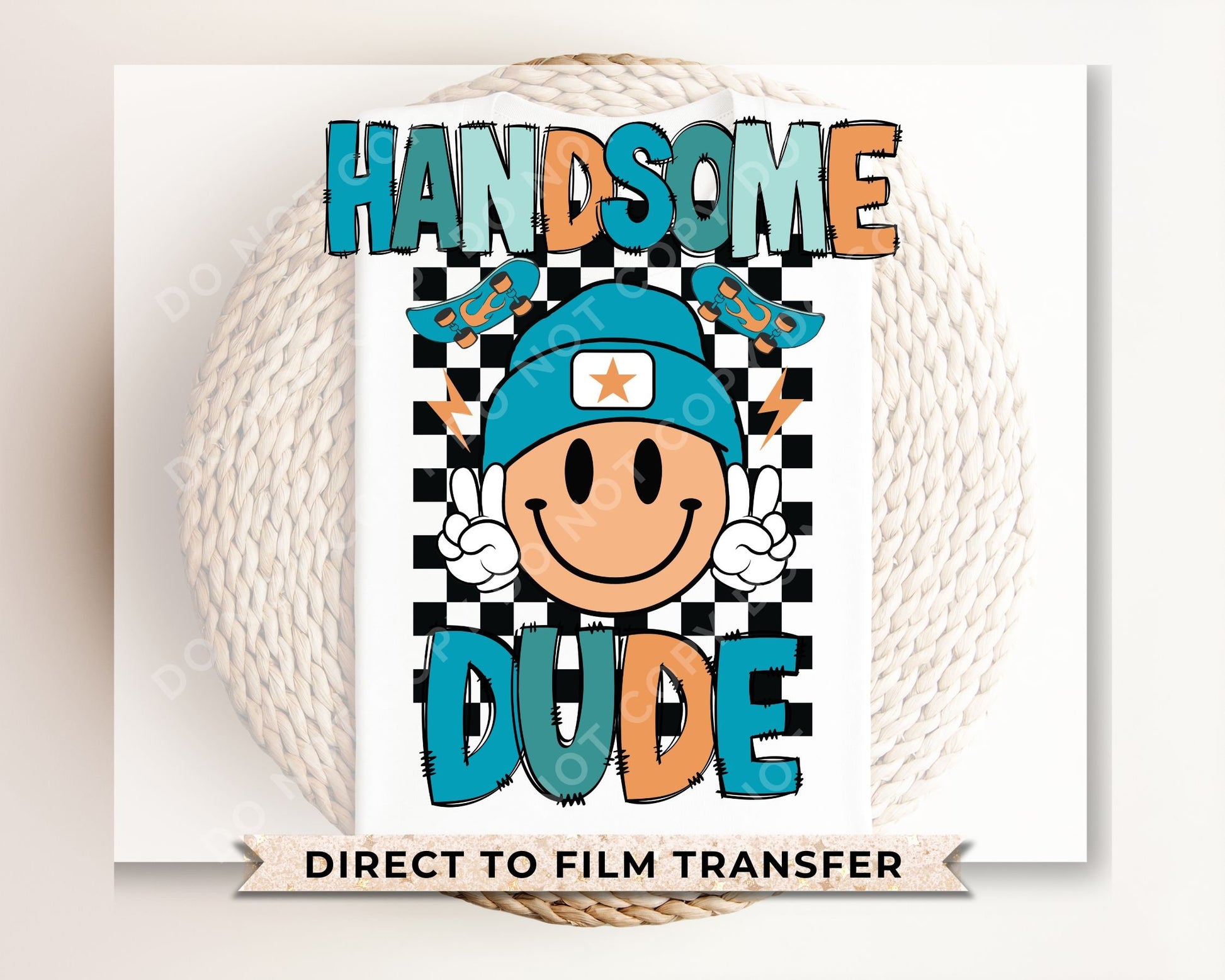 Boy DTF Transfers, Ready to Press, T-shirt Transfers, Heat Transfer, Direct to Film, Retro, Little Kids, Skateboard, Checkered, Toddler