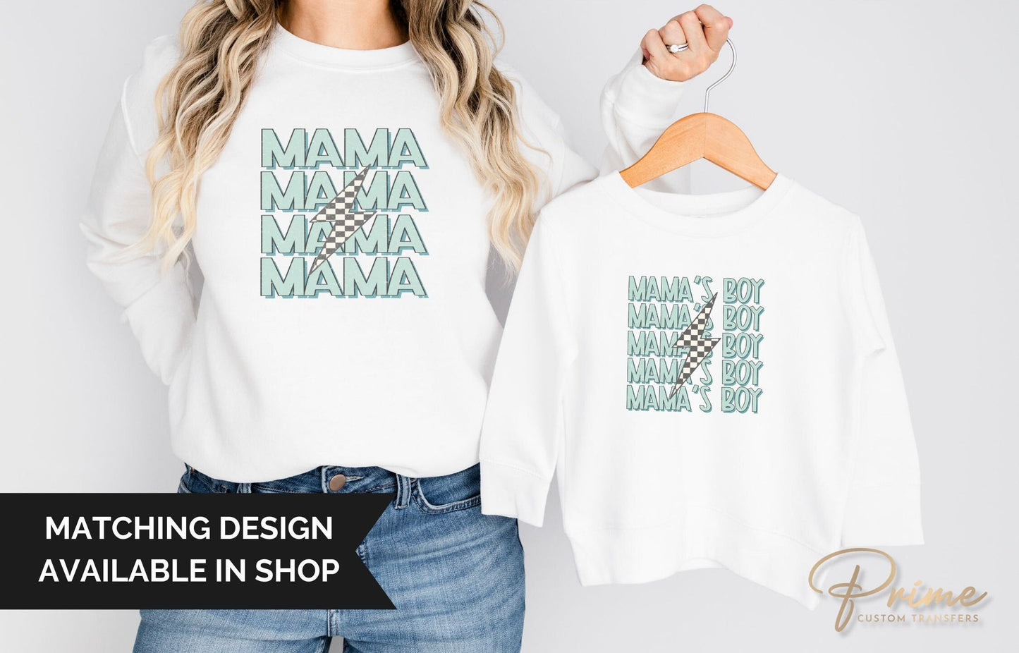 Mother's Day DTF Transfers, Ready to Press, T-shirt Transfers, Heat Transfer, Direct to Film, Mommy and Me, Matching, Boy, Stacked Mama