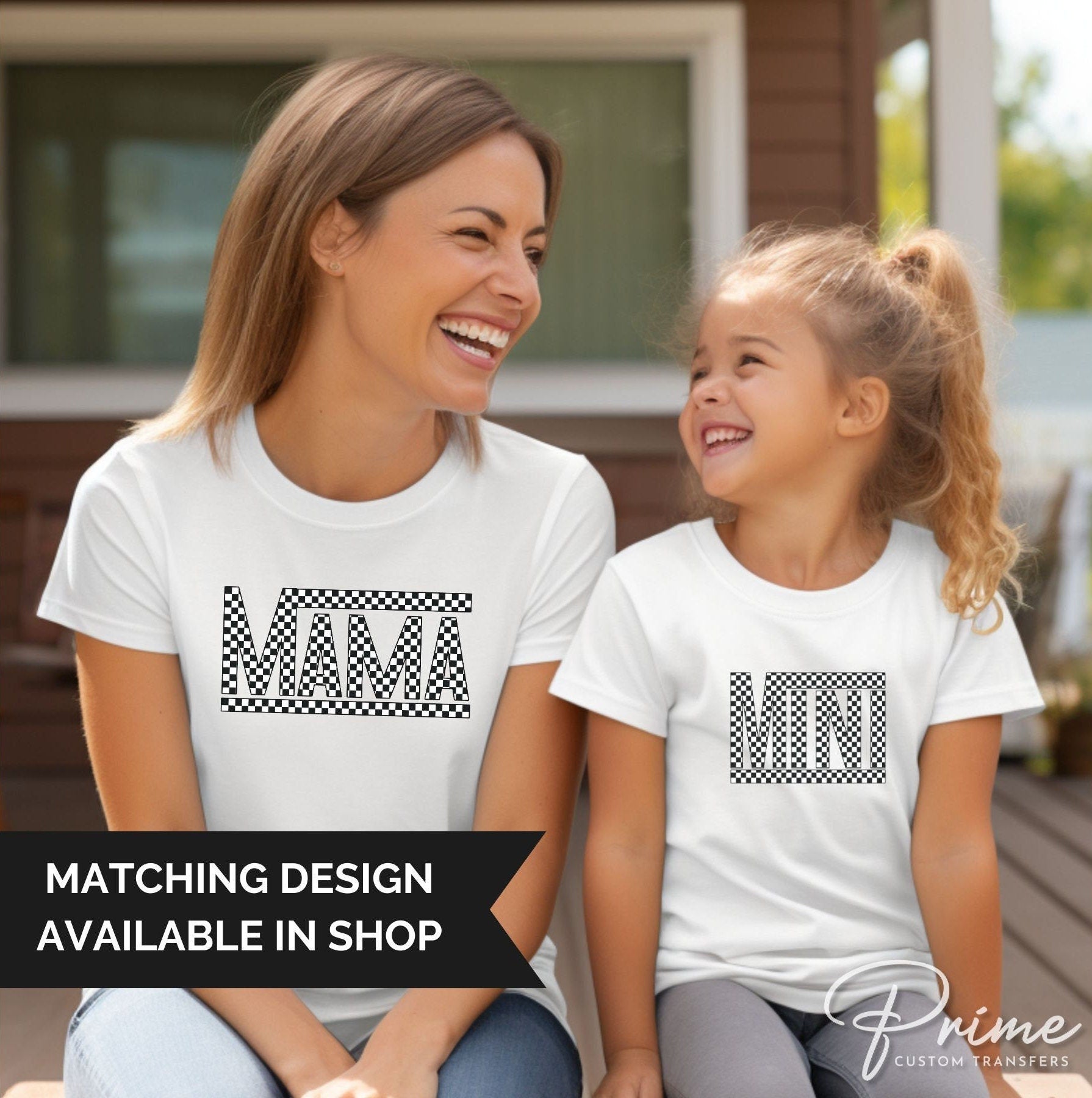 Mother's Day DTF Transfers, Ready to Press, T-shirt Transfers, Heat Transfer, Direct to Film, Mommy and Me, Matching, Retro Checkered Mama