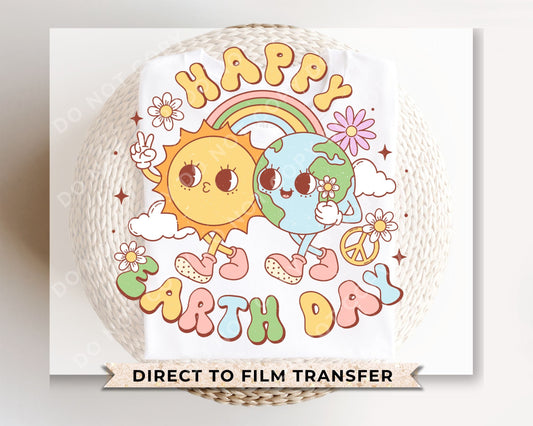 Earth Day DTF Transfers, Ready to Press, T-shirt Transfers, Heat Transfer, Direct to Film, Retro, Mother Nature, Globe, Groovy, Sun, Planet