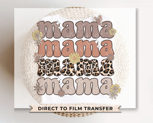 Mother's Day DTF Transfers, Ready to Press, T-shirt Transfers, Heat Transfer, Direct to Film, Stacked Mama, Mom, Flowers, Retro, Leopard