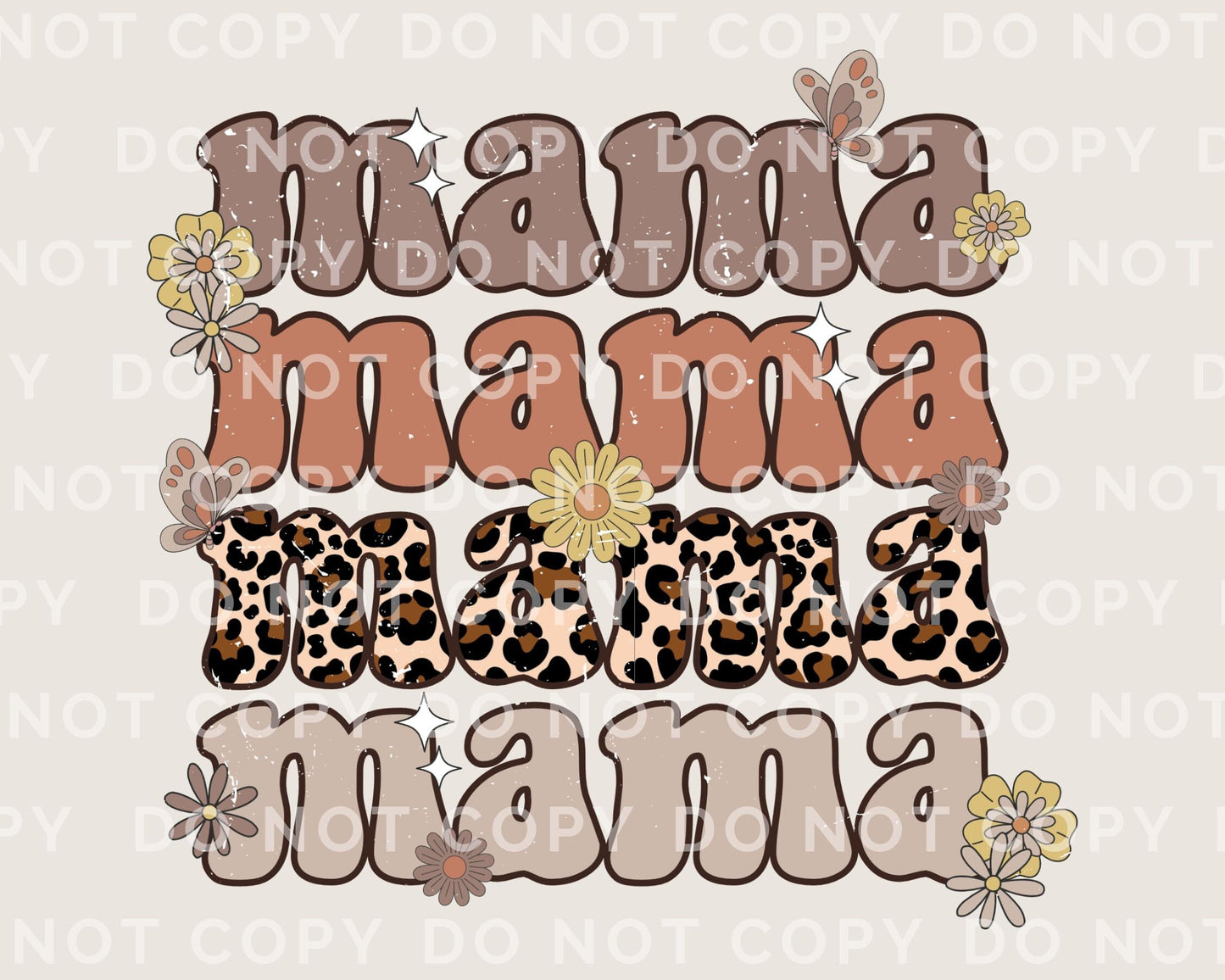 Mother's Day DTF Transfers, Ready to Press, T-shirt Transfers, Heat Transfer, Direct to Film, Stacked Mama, Mom, Flowers, Retro, Leopard