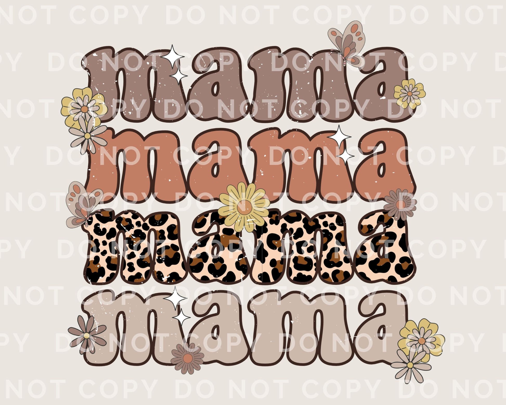 Mother's Day DTF Transfers, Ready to Press, T-shirt Transfers, Heat Transfer, Direct to Film, Stacked Mama, Mom, Flowers, Retro, Leopard
