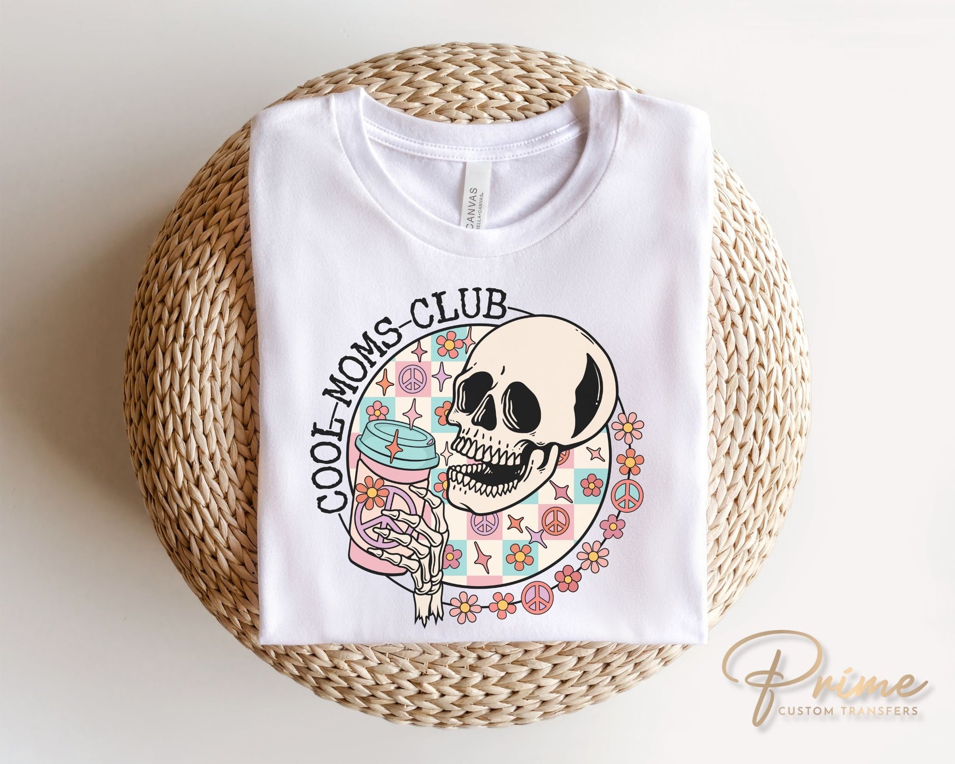 Mother's Day DTF Transfers, Ready to Press, T-shirt Transfers, Heat Transfer, Direct to Film, Skeleton, Skull, Coffee, Mama, Cool Mom's Club