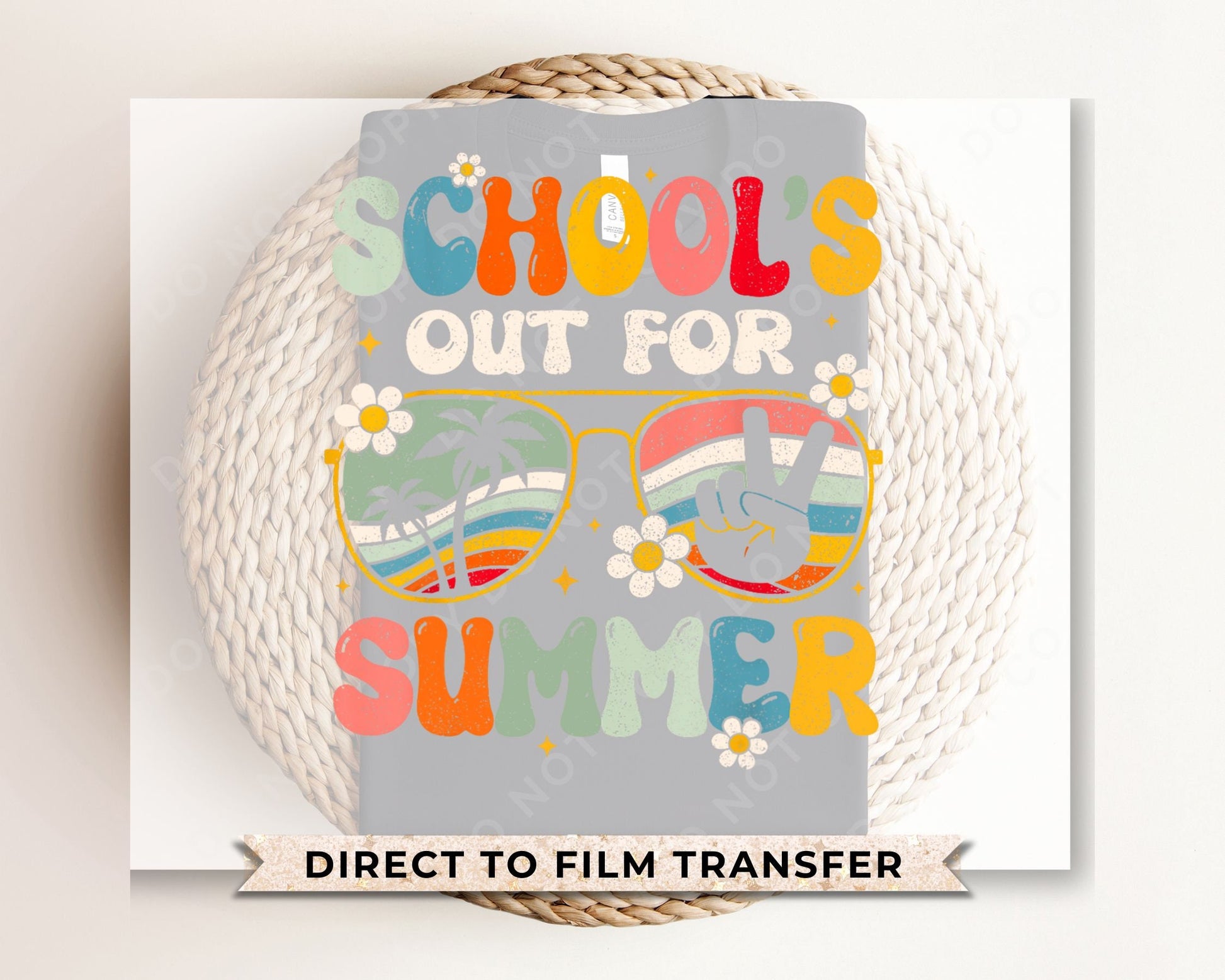 Summer DTF Transfers, Ready to Press, T-shirt Transfers, Heat Transfer, Direct to Film, Teacher, Retro, Sunglasses, Boy, Girl, School's Out