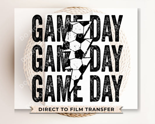 Soccer DTF Transfers, Ready to Press, T-shirt Transfers, Heat Transfer, Direct to Film, Sports, Vintage, Lightening, Stacked, Game Day