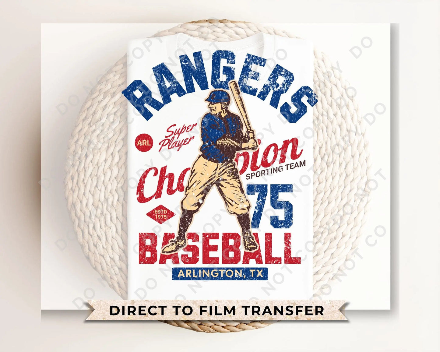 Baseball DTF Transfers, Ready to Press, T-shirt Transfers, Heat Transfer, Direct to Film, Sports, Summer, Arlington Texas, Vintage, Retro