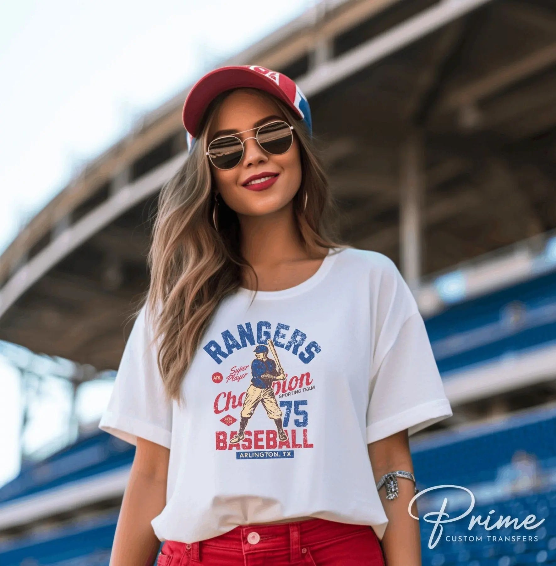 Baseball DTF Transfers, Ready to Press, T-shirt Transfers, Heat Transfer, Direct to Film, Sports, Summer, Arlington Texas, Vintage, Retro