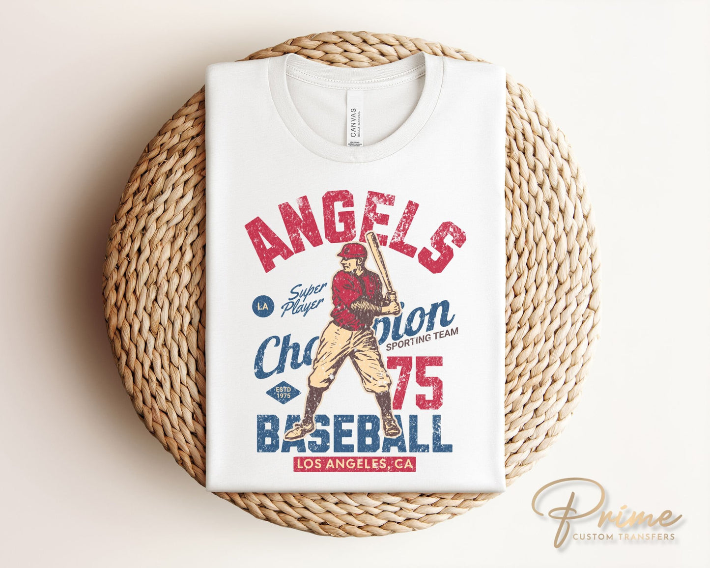 Baseball DTF Transfers, Ready to Press, T-shirt Transfers, Heat Transfer, Direct to Film, Sports, Los Angeles, California, Vintage, Retro