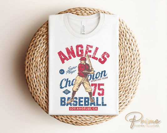 Baseball DTF Transfers, Ready to Press, T-shirt Transfers, Heat Transfer, Direct to Film, Sports, Los Angeles, California, Vintage, Retro
