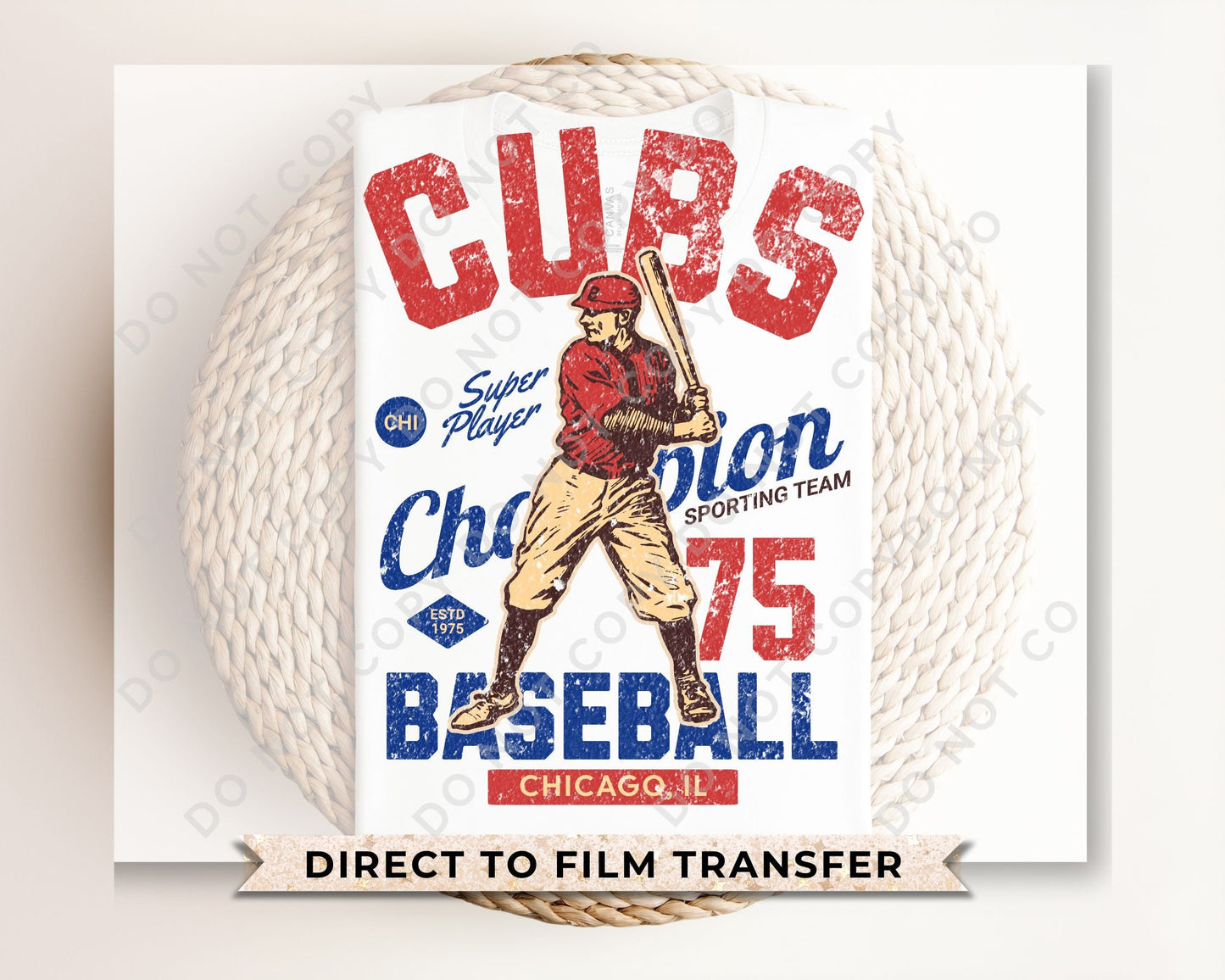 Baseball DTF Transfers, Ready to Press, T-shirt Transfers, Heat Transfer, Direct to Film, Sports, Summer, Vintage, Retro, Chicago Illinois