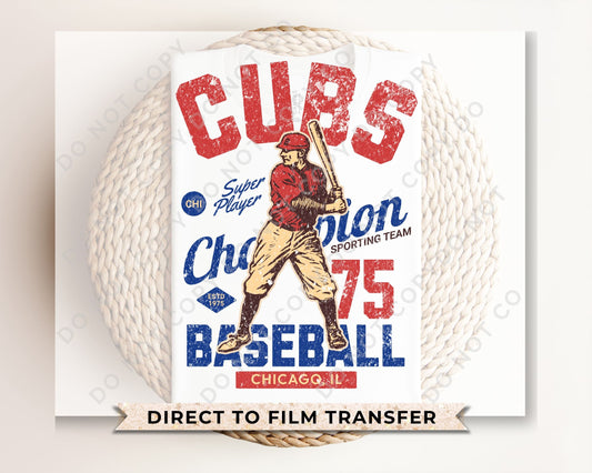 Baseball DTF Transfers, Ready to Press, T-shirt Transfers, Heat Transfer, Direct to Film, Sports, Summer, Vintage, Retro, Chicago Illinois