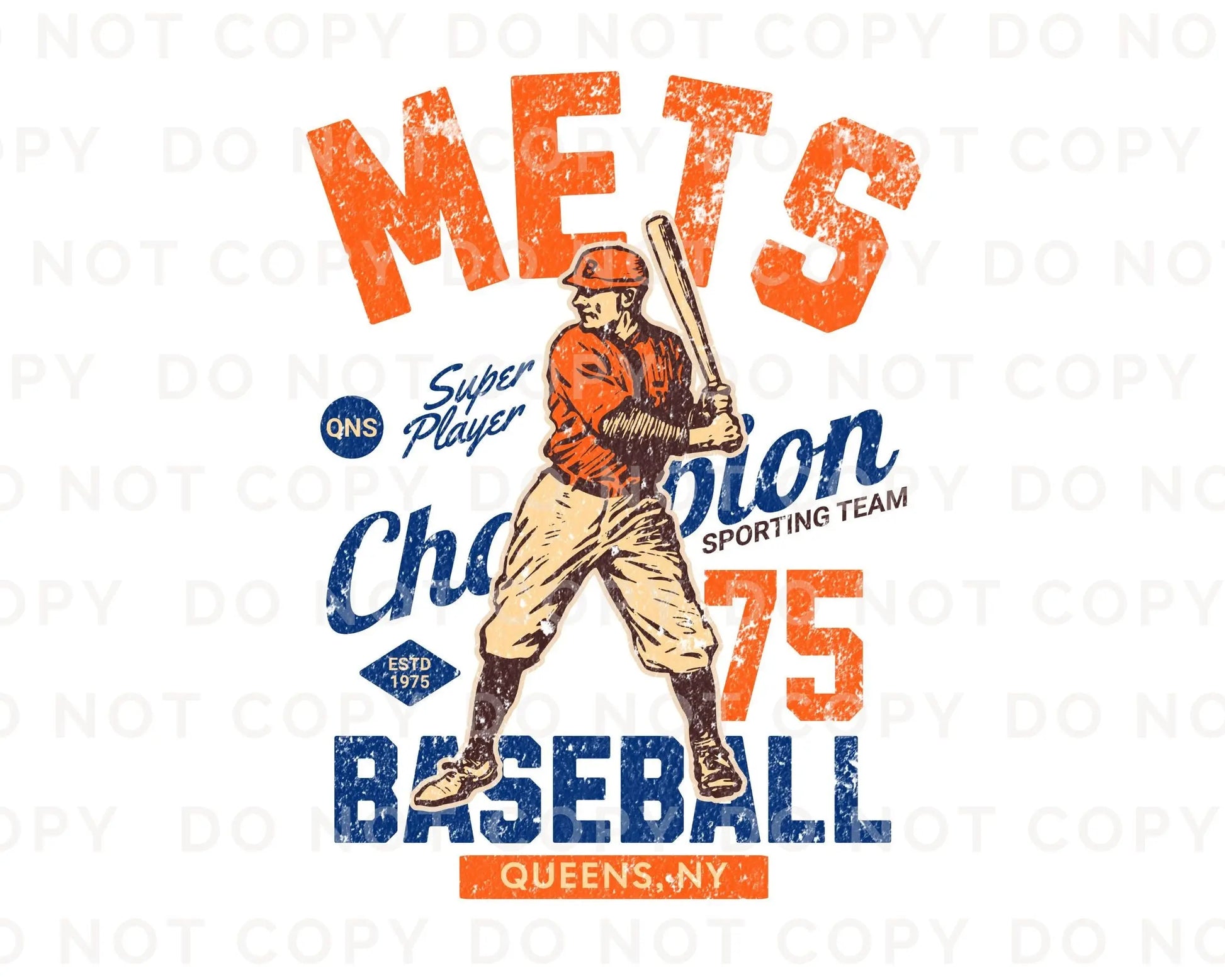 Baseball DTF Transfers, Ready to Press, T-shirt Transfers, Heat Transfer, Direct to Film, Sports, Summer, Vintage, Queens New York