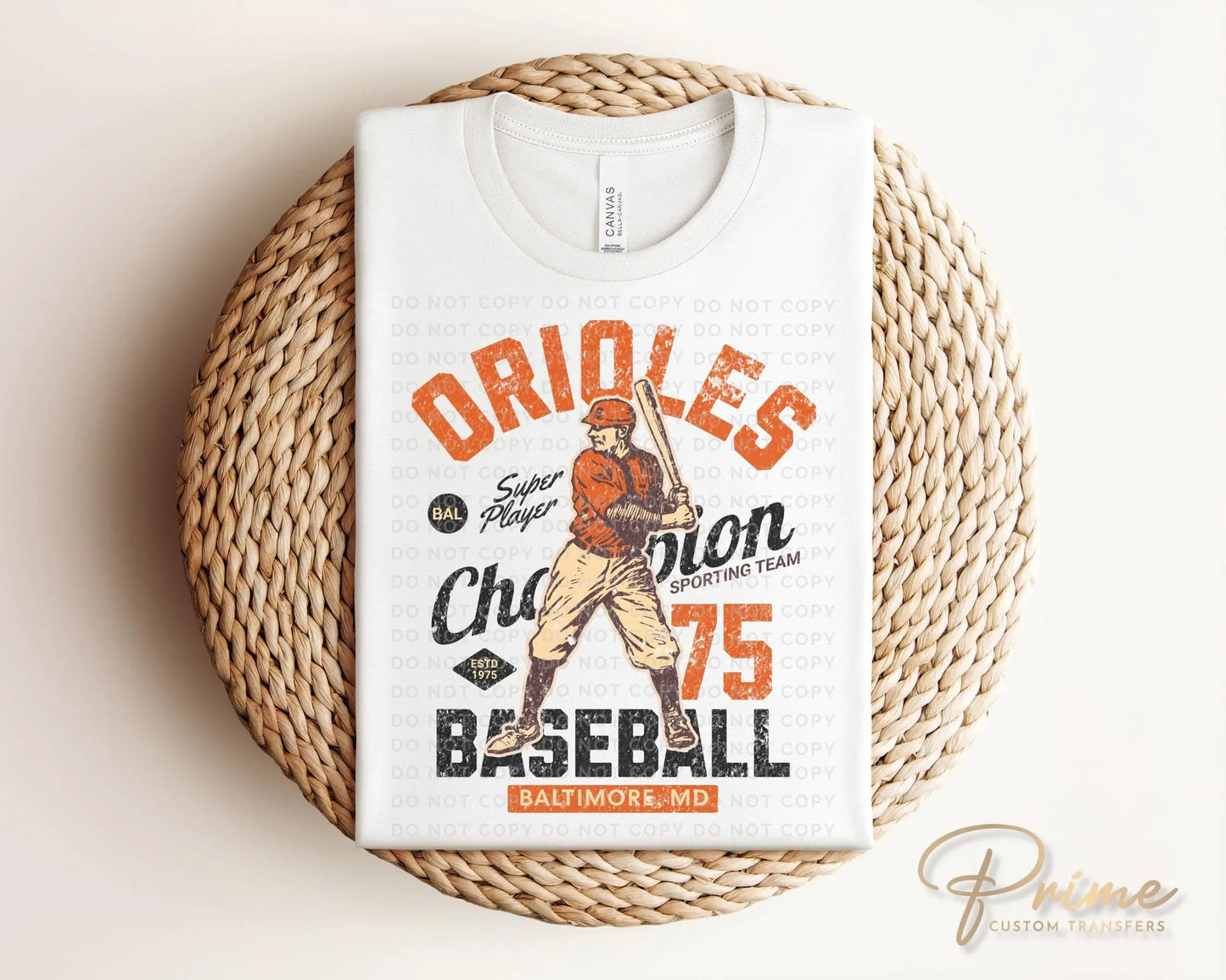 Baseball DTF Transfers, Ready to Press, T-shirt Transfers, Heat Transfer, Direct to Film, Sports, Summer, Vintage, Baltimore Maryland