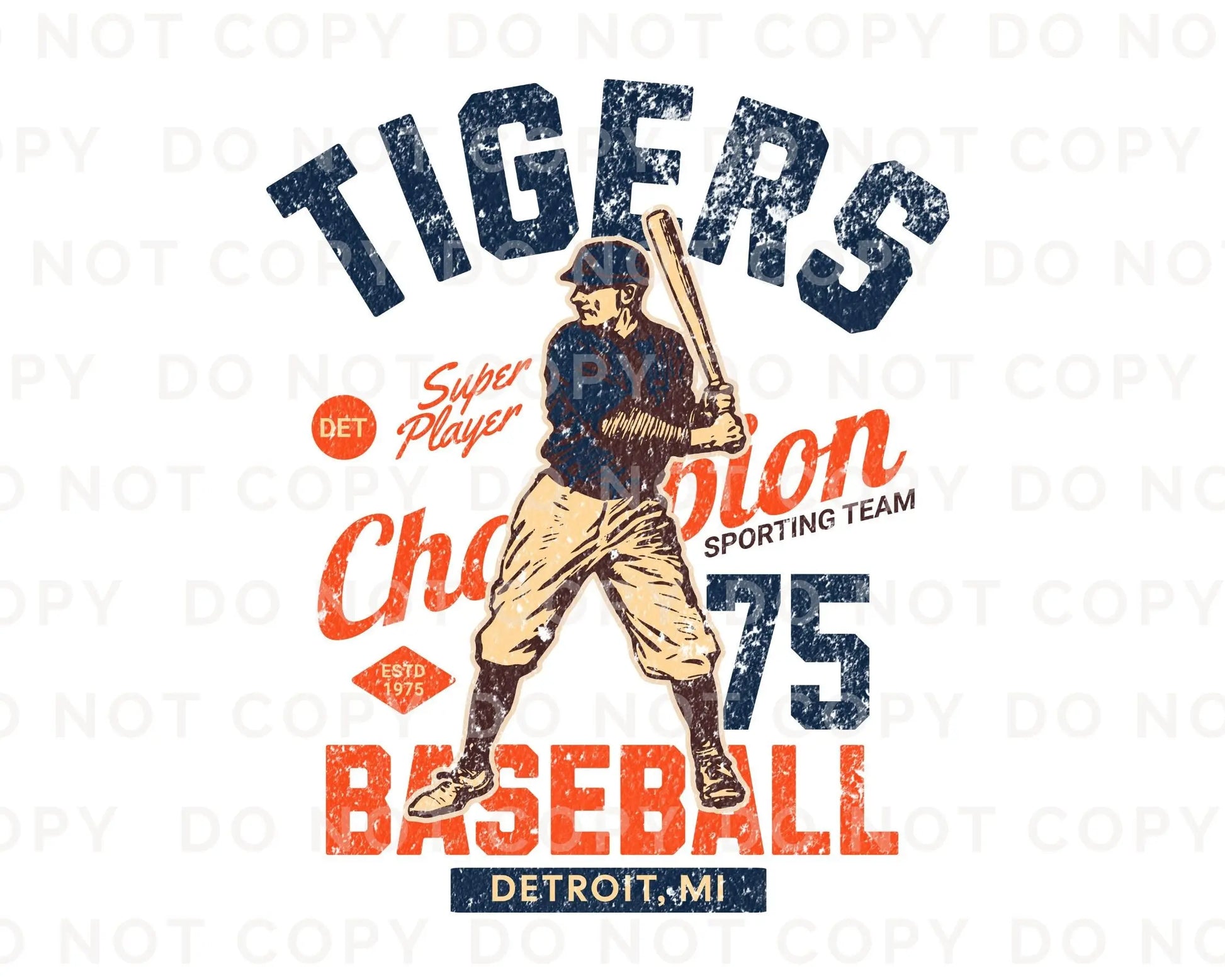 Baseball DTF Transfers, Ready to Press, T-shirt Transfers, Heat Transfer, Direct to Film, Sports, Summer, Vintage, Retro Detroit Michigan