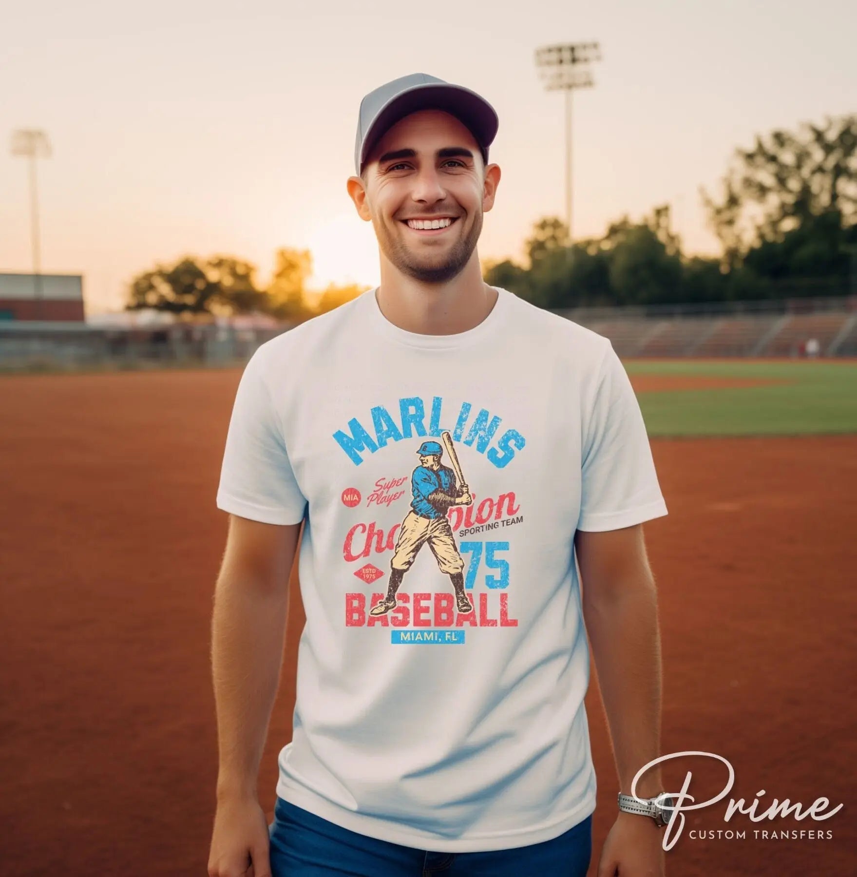 Baseball DTF Transfers, Ready to Press, T-shirt Transfers, Heat Transfer, Direct to Film, Sports, Summer, Vintage, Retro Miami Florida