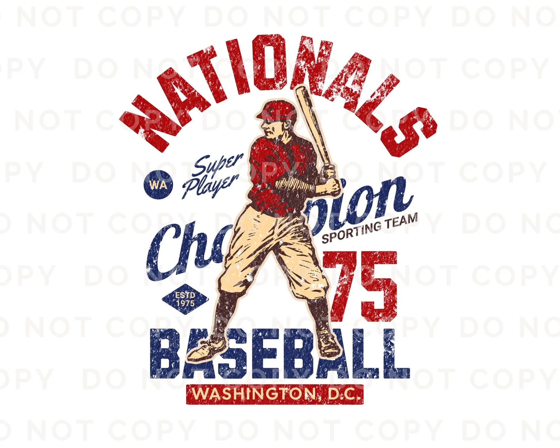 Baseball DTF Transfers, Ready to Press, T-shirt Transfers, Heat Transfer, Direct to Film, Sports, Summer, Vintage, Retro Washington DC