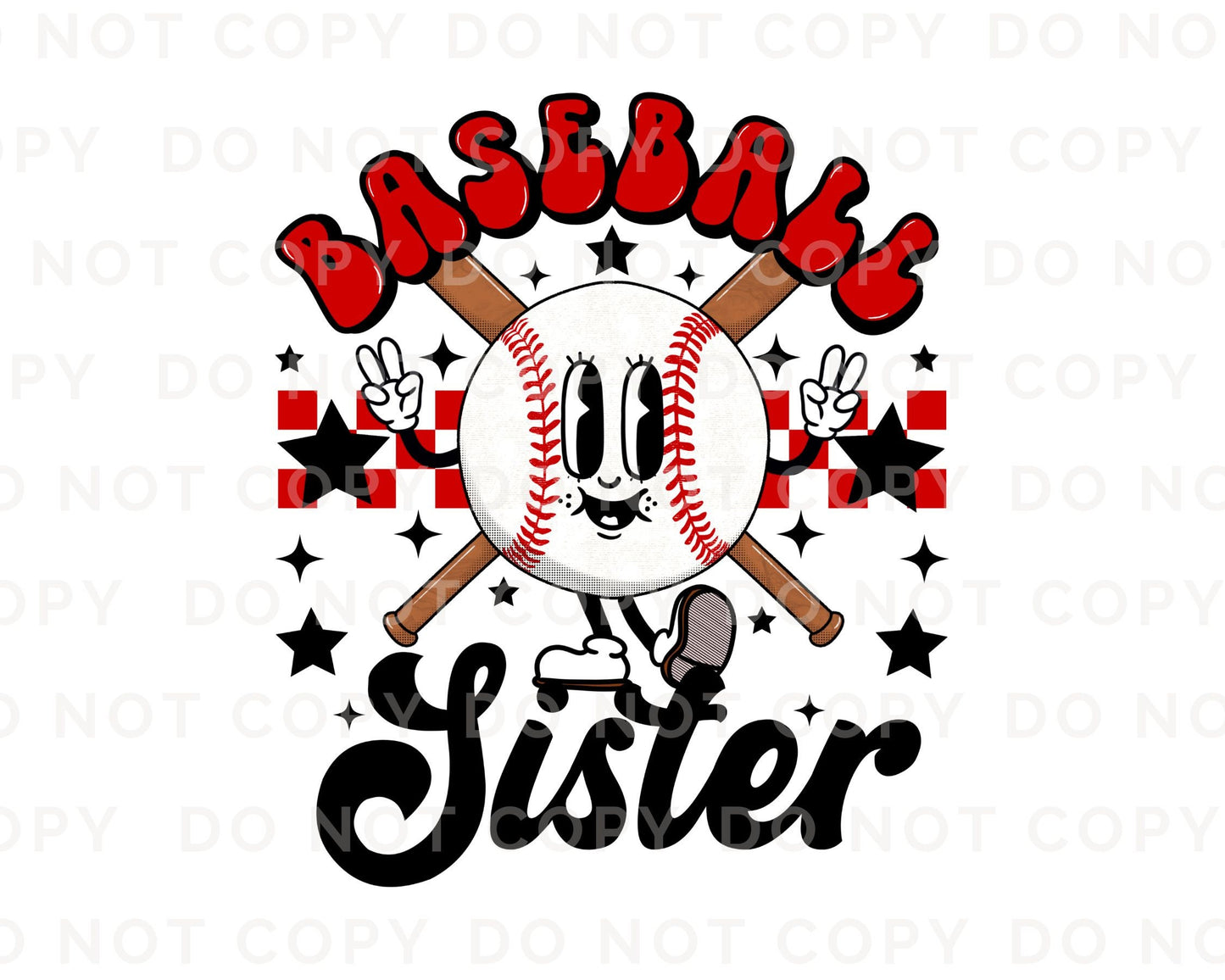 Baseball Sister DTF Transfers, Ready to Press, T-shirt Transfers, Heat Transfer, Direct to Film, Sports, Softball, Groovy, Bleachers