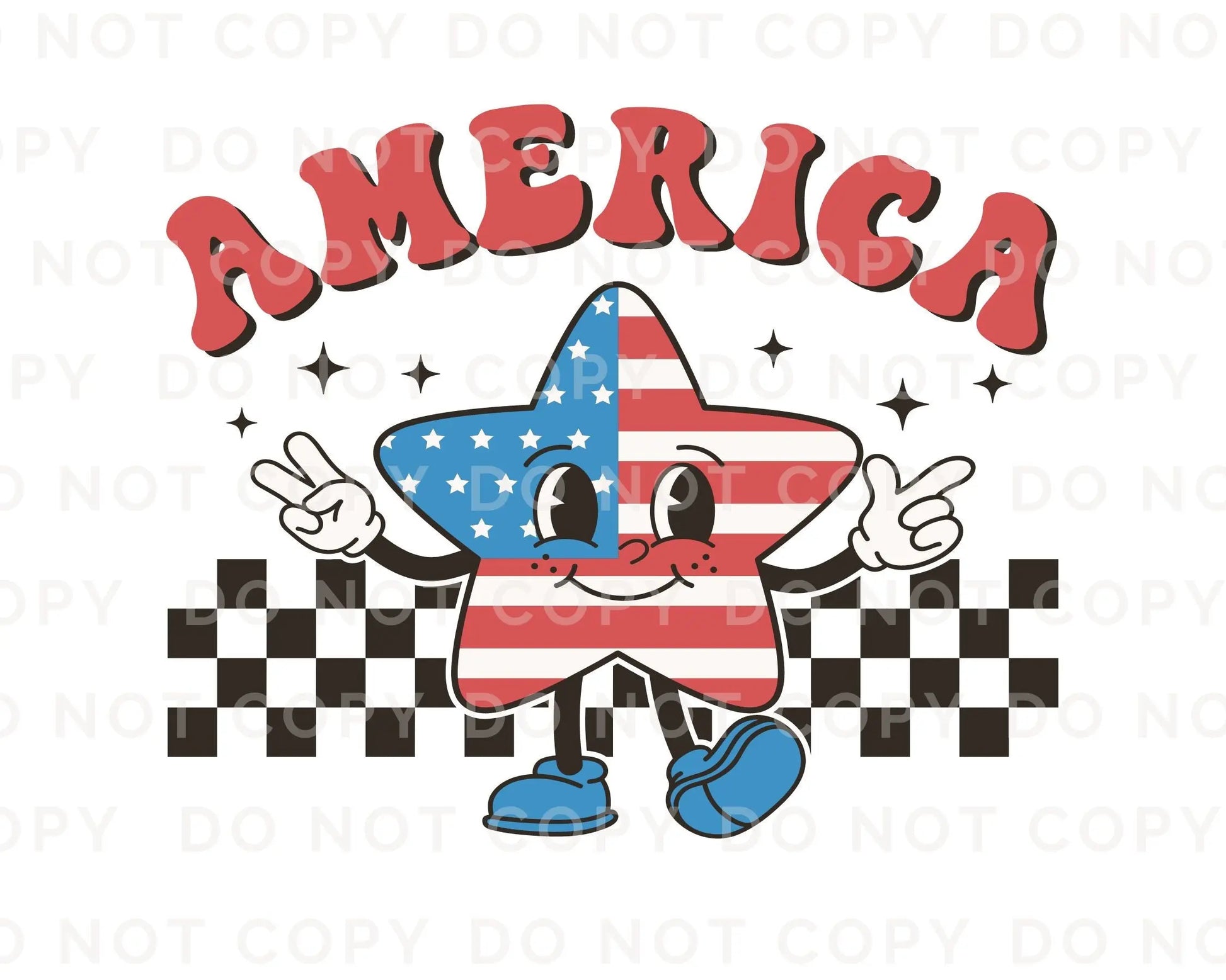 4th of July DTF Transfers, Ready to Press, T-shirt Transfers, Heat Transfer, Direct to Film, Fourth, Holiday, USA, Retro American Star