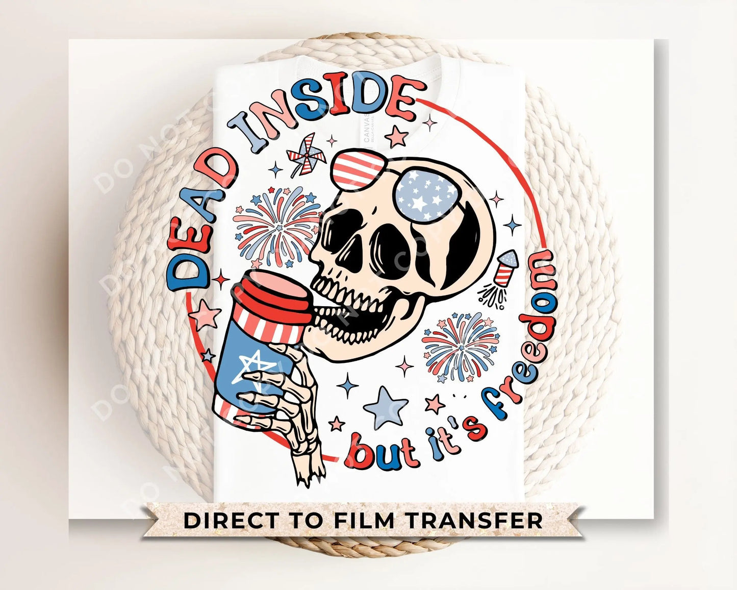 4th of July DTF Transfers, Ready to Press, T-shirt Transfers, Heat Transfer, Direct to Film, Fourth, Holiday, USA, Skull, Freedom, Skeleton