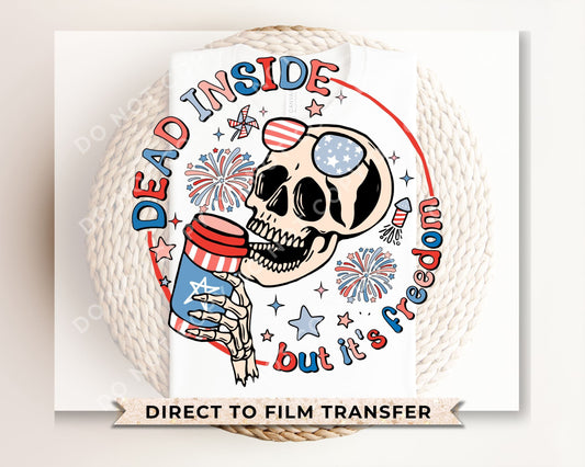 4th of July DTF Transfers, Ready to Press, T-shirt Transfers, Heat Transfer, Direct to Film, Fourth, Holiday, USA, Skull, Freedom, Skeleton