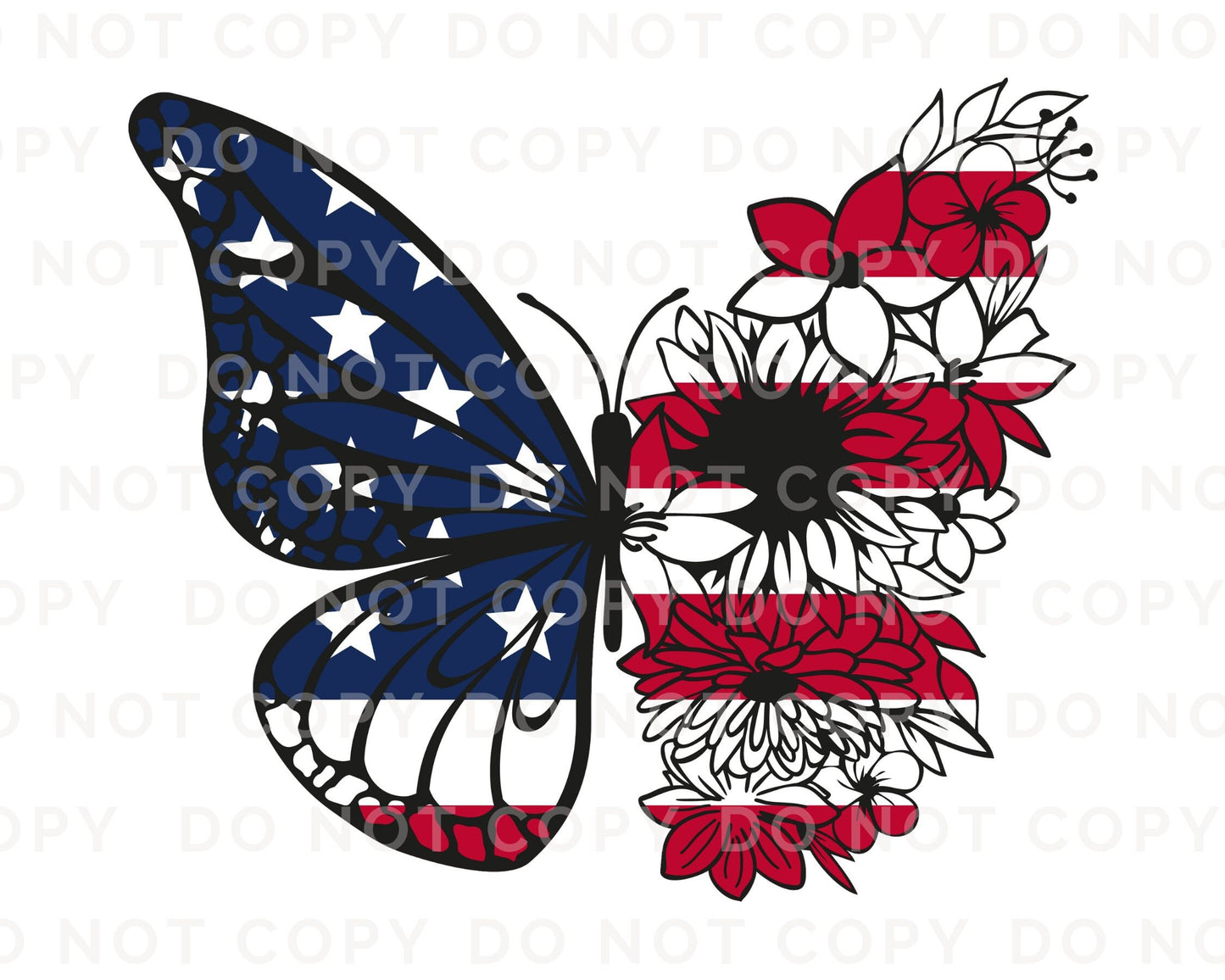 4th of July DTF Transfers, Ready to Press, T-shirt Transfers, Heat Transfer, Direct to Film, Memorial Day, USA, American Flag Butterfly