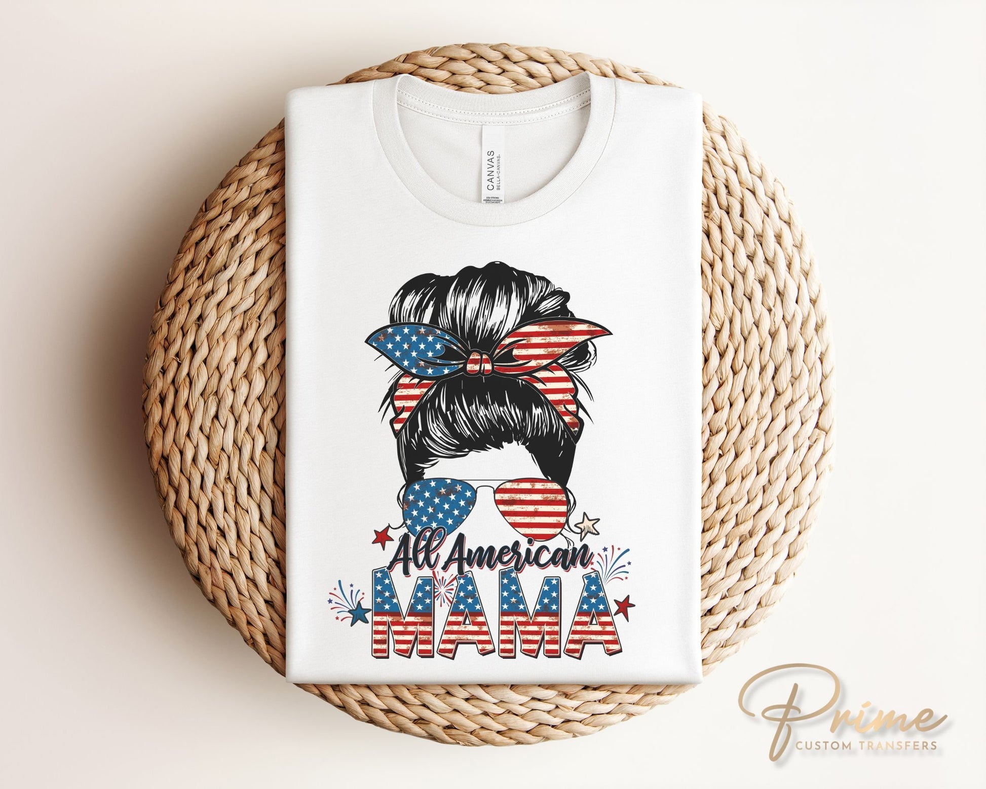 4th of July DTF Transfers, Ready to Press, T-shirt Transfers, Heat Transfer, Direct to Film, USA, Memorial Day, Family, All American Mama