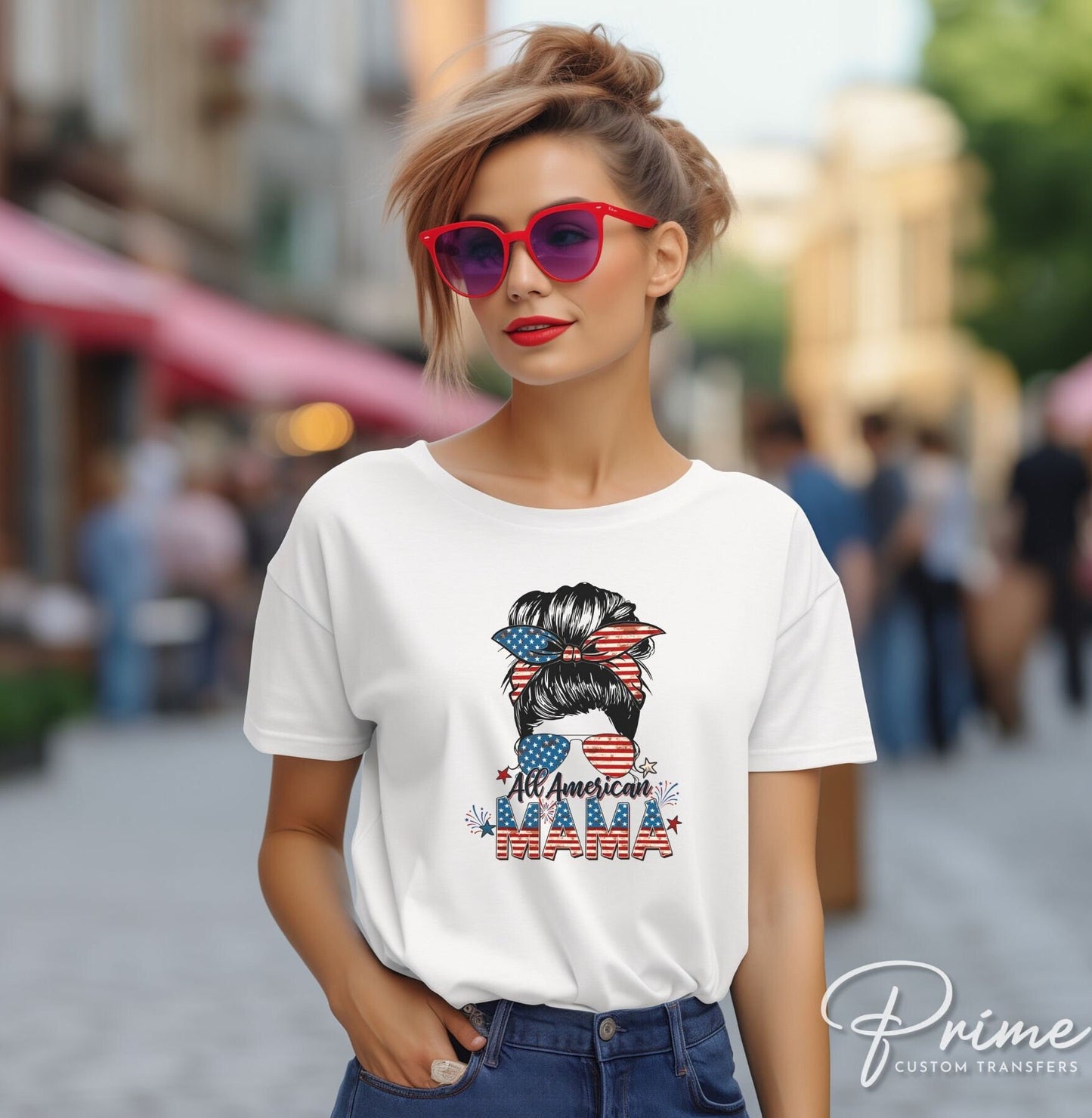 4th of July DTF Transfers, Ready to Press, T-shirt Transfers, Heat Transfer, Direct to Film, USA, Memorial Day, Family, All American Mama