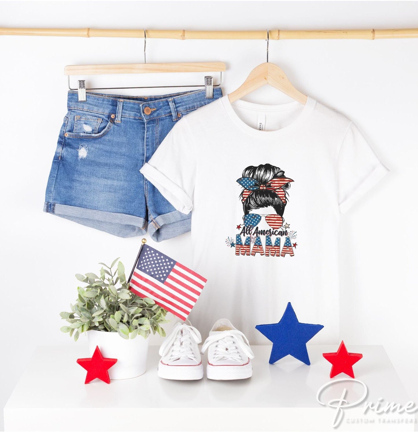 4th of July DTF Transfers, Ready to Press, T-shirt Transfers, Heat Transfer, Direct to Film, USA, Memorial Day, Family, All American Mama