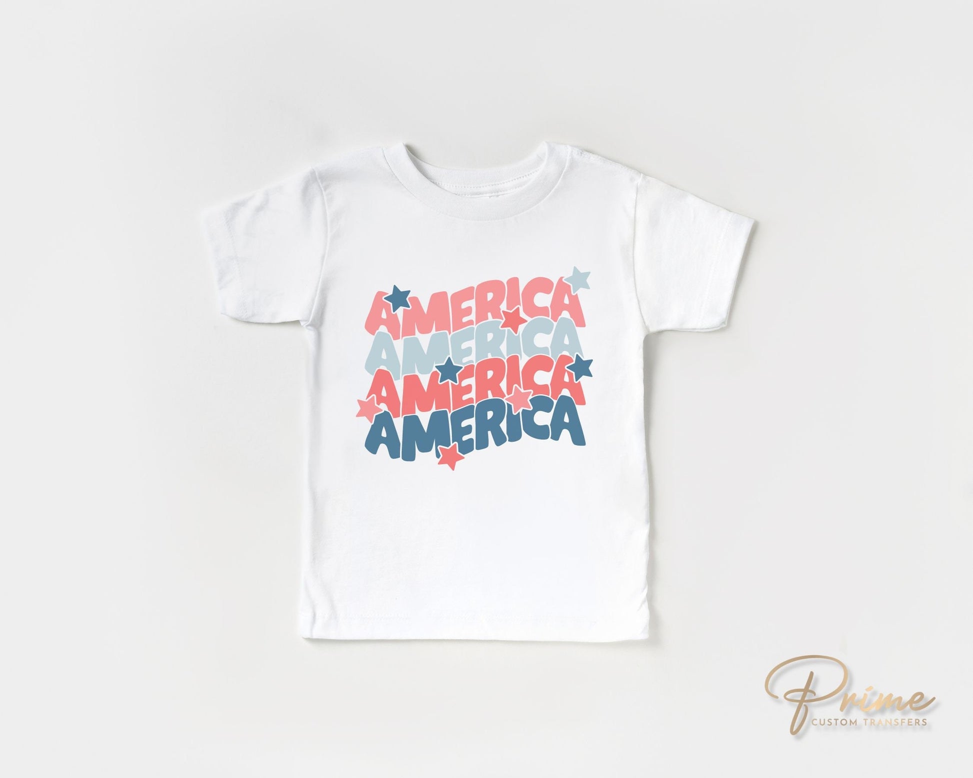 4th of July DTF Transfers, Ready to Press, T-shirt Transfers, Heat Transfer, Direct to Film, USA, Holiday, Stars, Stacked America