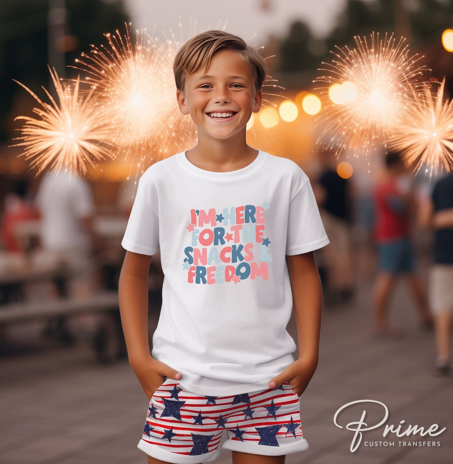 4th of July DTF Transfers, Ready to Press, T-shirt Transfers, Heat Transfer, Direct to Film, USA, Funny, I'm Here For The Snacks and Freedom