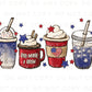 4th of July DTF Transfers, Ready to Press, T-shirt Transfers, Heat Transfer, Direct to Film, USA, Holiday, Independence, Iced Coffee, Latte