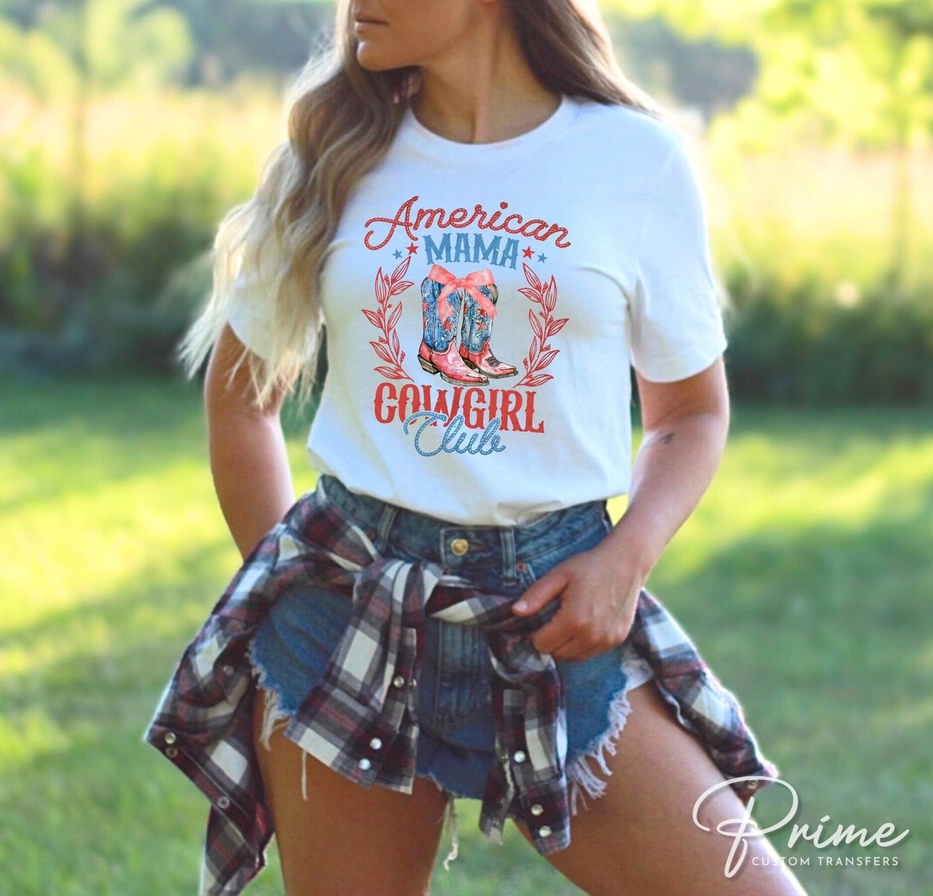 4th of July DTF Transfers, Ready to Press, T-shirt Transfers, Heat Transfer, Direct to Film, USA, Holiday, American Mama, Coquette Cowgirl