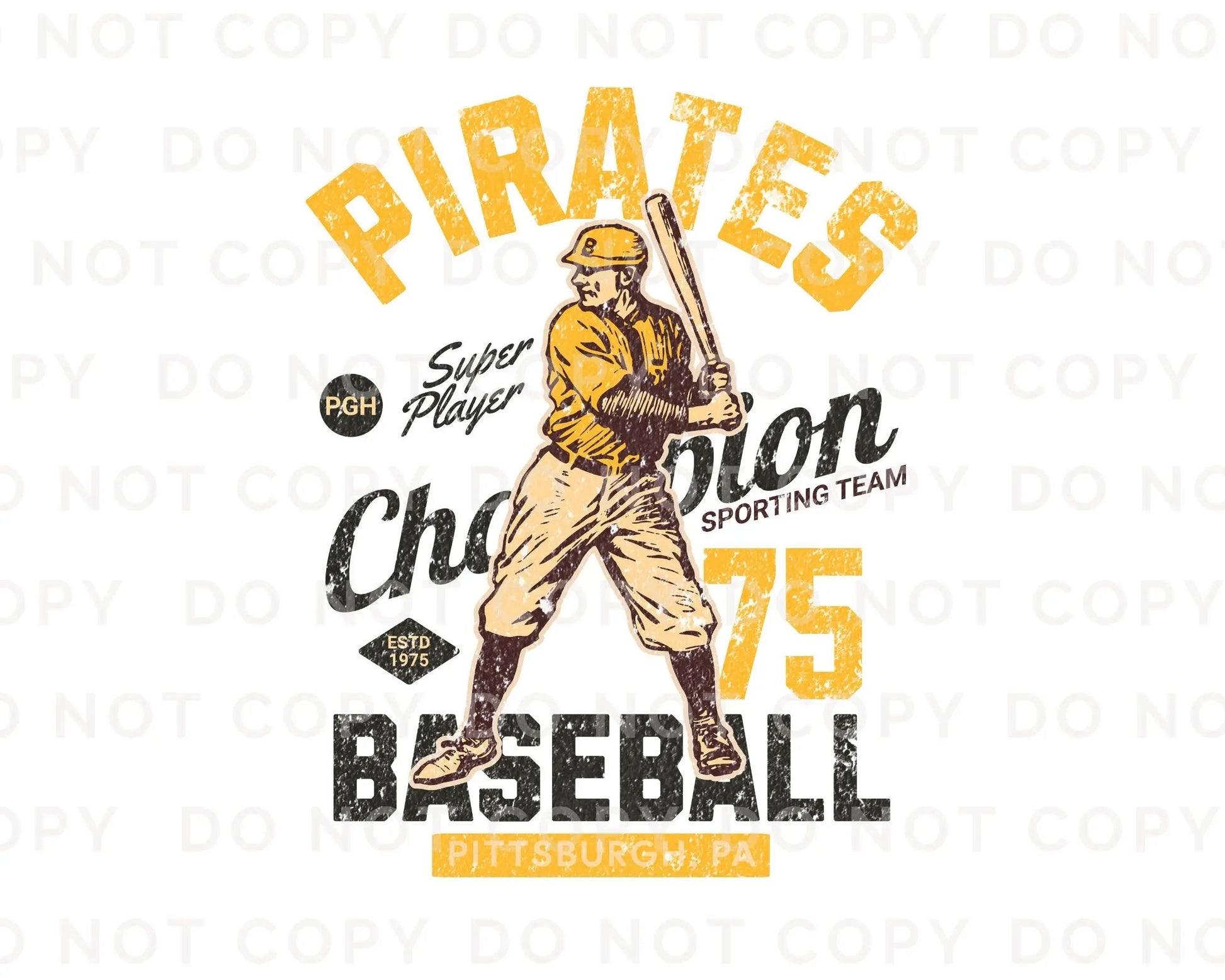 Baseball DTF Transfers, Ready to Press, T-shirt Transfers, Heat Transfer, Direct to Film, Sports, Pittsburgh Pennsylvania, Vintage, Retro