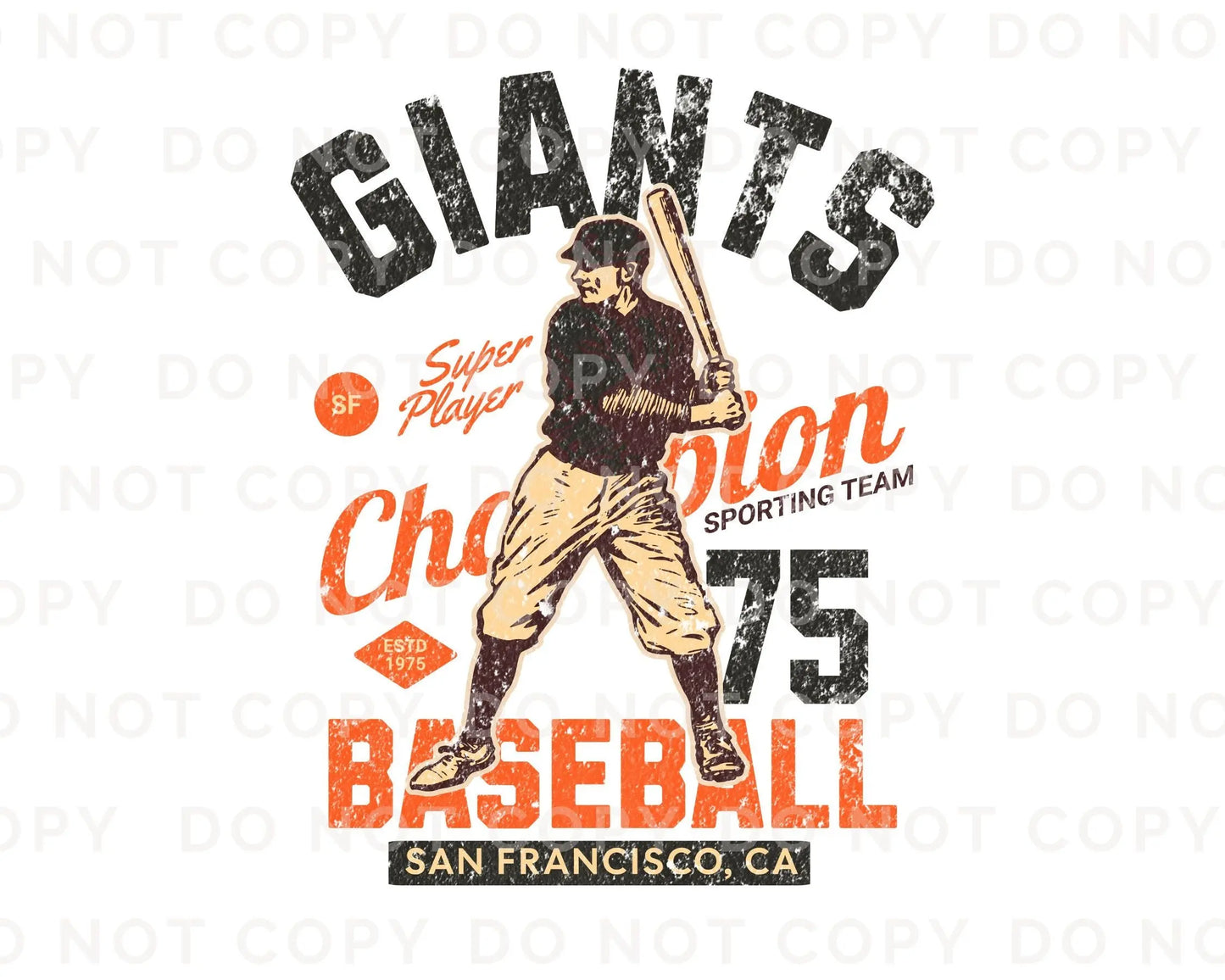 Baseball DTF Transfers, Ready to Press, T-shirt Transfers, Heat Transfer, Direct to Film, Sports, San Francisco California, Vintage, Retro
